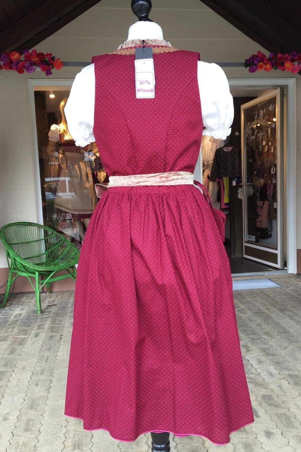 Dirndl Kinga Mathe, Mareen, bordeaux, rot, Midi 70 cm, Gr. 44 Dirndl Kinga Mathe