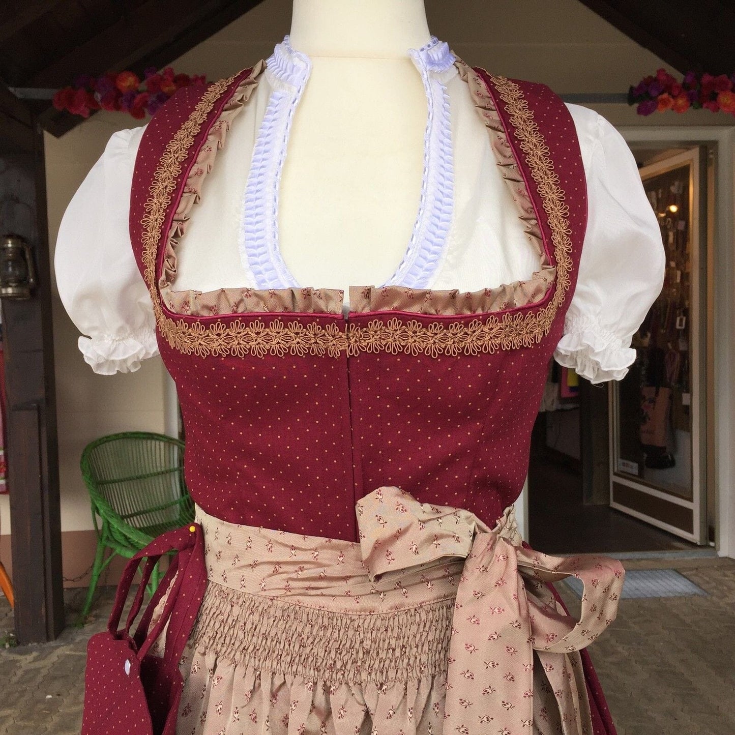 Dirndl Kinga Mathe, Mareen, bordeaux, rot, Midi 70 cm, Gr. 44 Dirndl Kinga Mathe