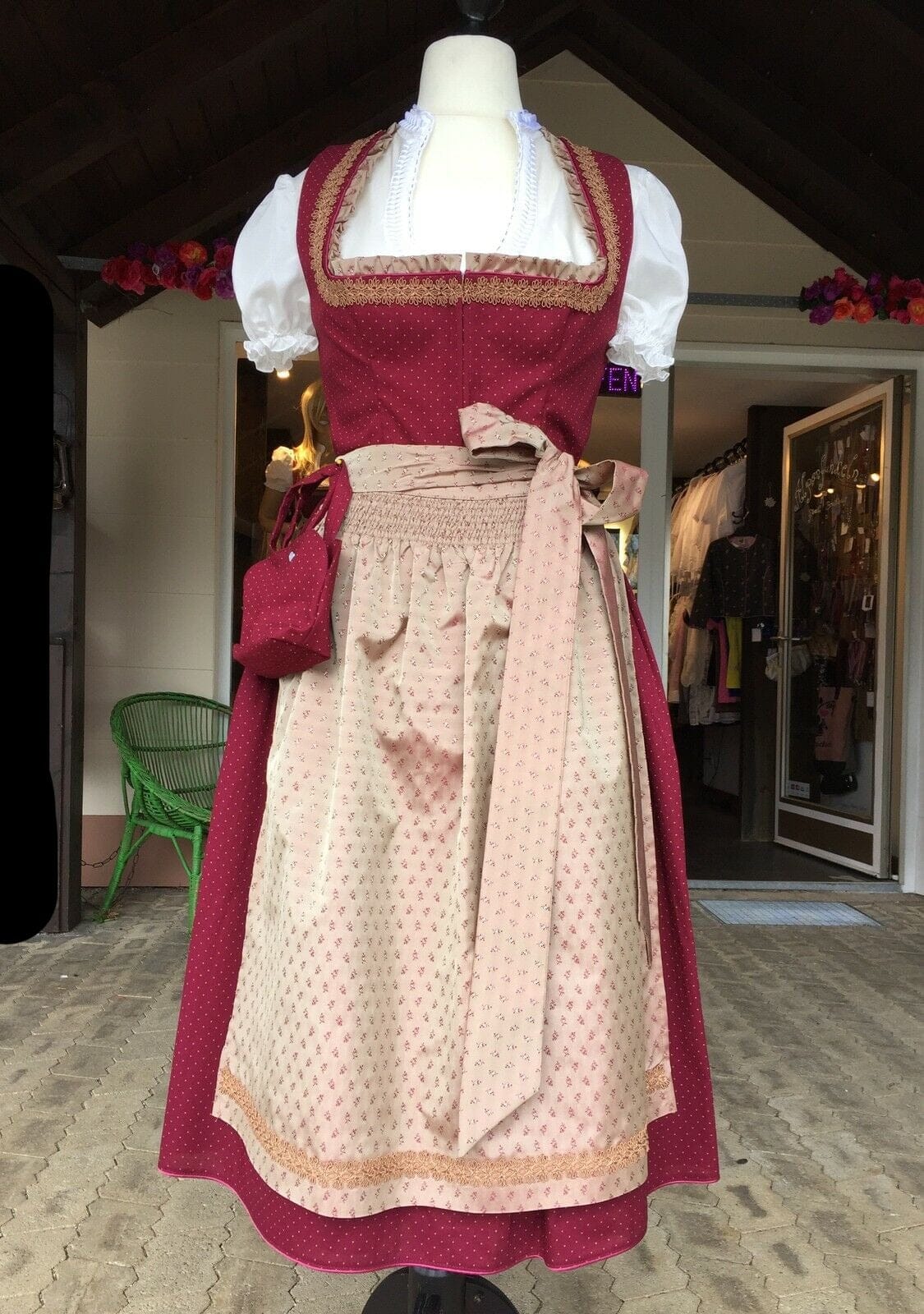 Dirndl Kinga Mathe, Mareen, bordeaux, rot, Midi 70 cm, Gr. 44 Dirndl Kinga Mathe