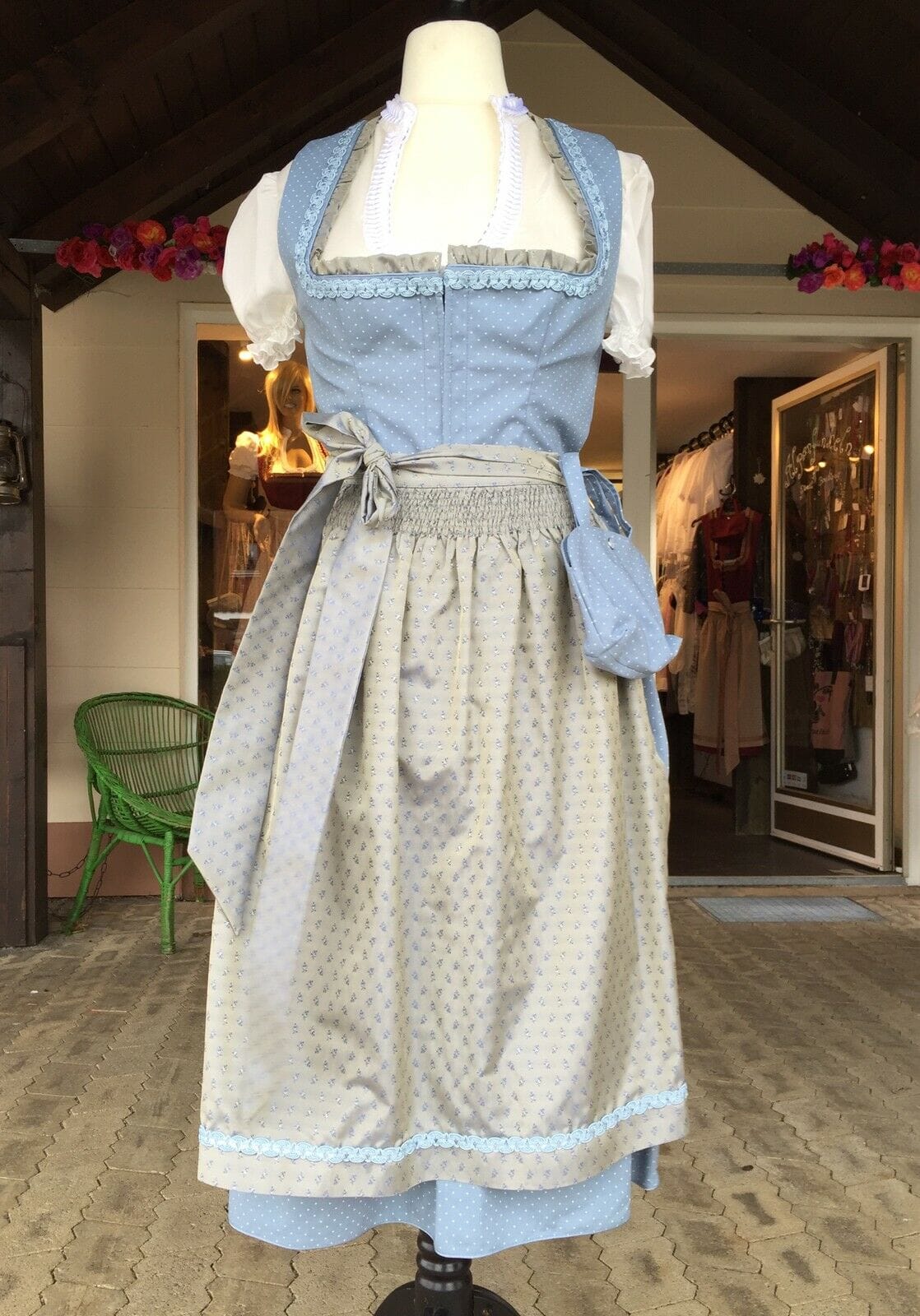 Dirndl Kinga Mathe, Mareen, hellblau, ecru Midi 70 cm Dirndl Kinga Mathe