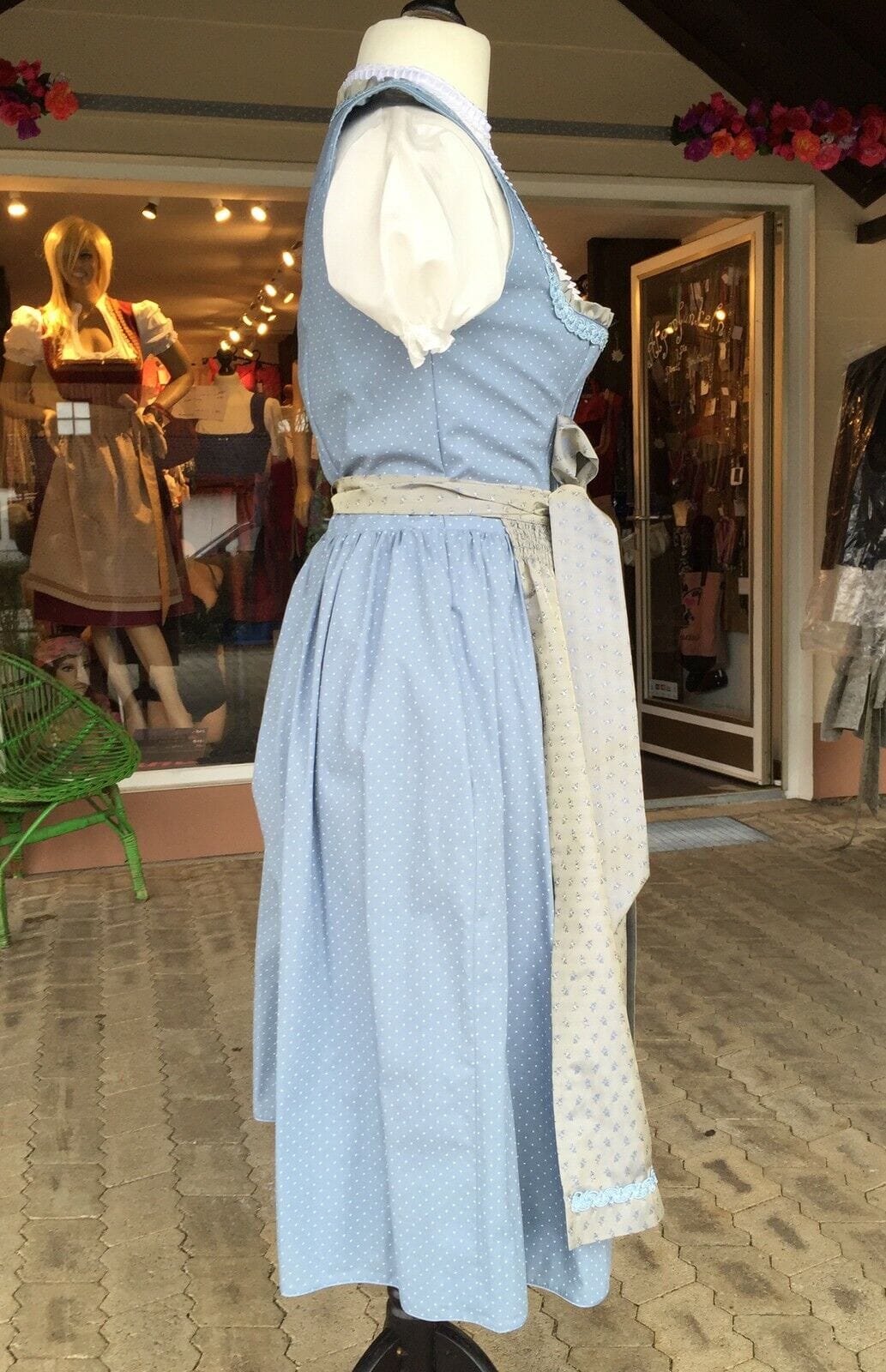 Dirndl Kinga Mathe, Mareen, hellblau, ecru Midi 70 cm Dirndl Kinga Mathe