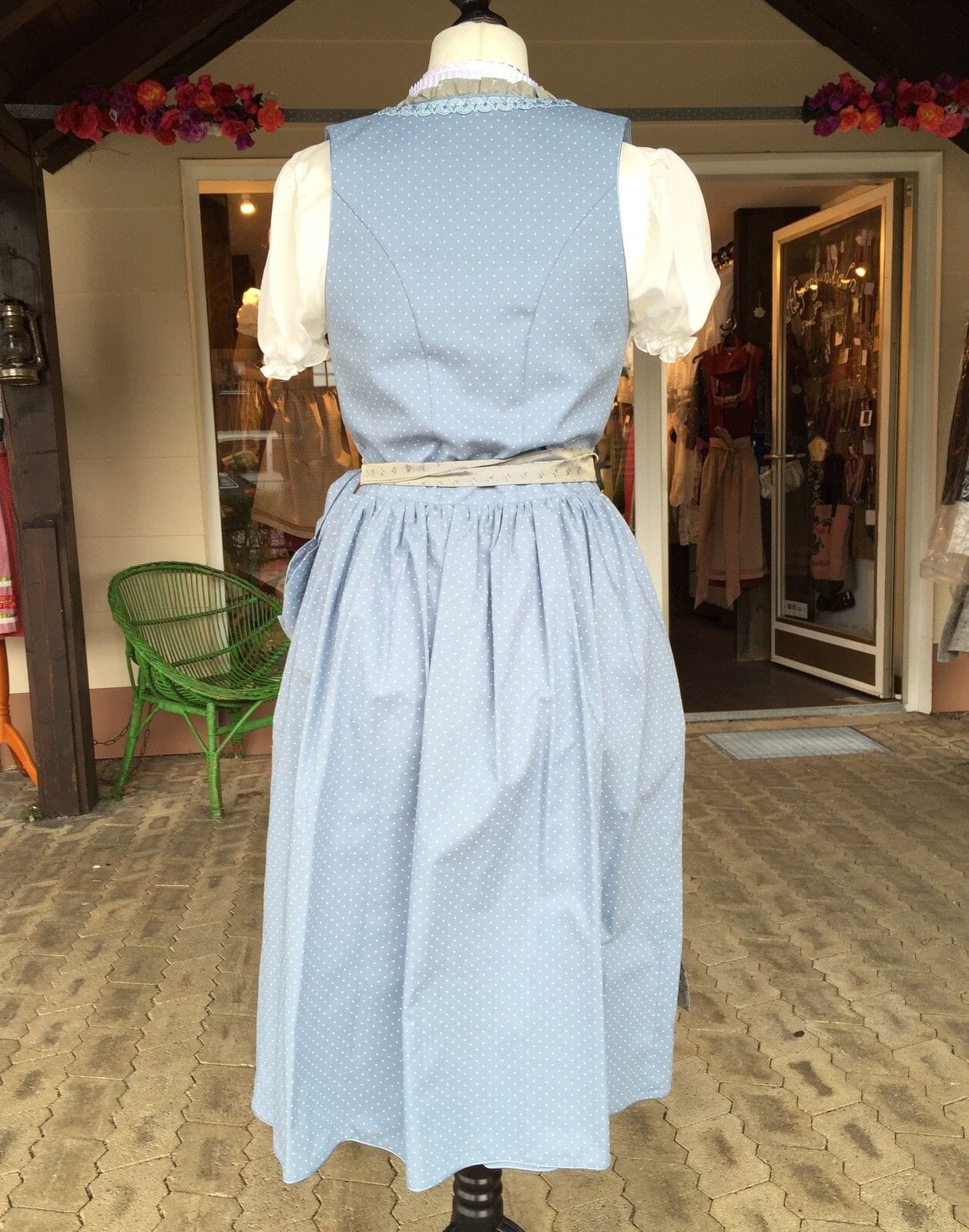 Dirndl Kinga Mathe, Mareen, hellblau, ecru Midi 70 cm Dirndl Kinga Mathe
