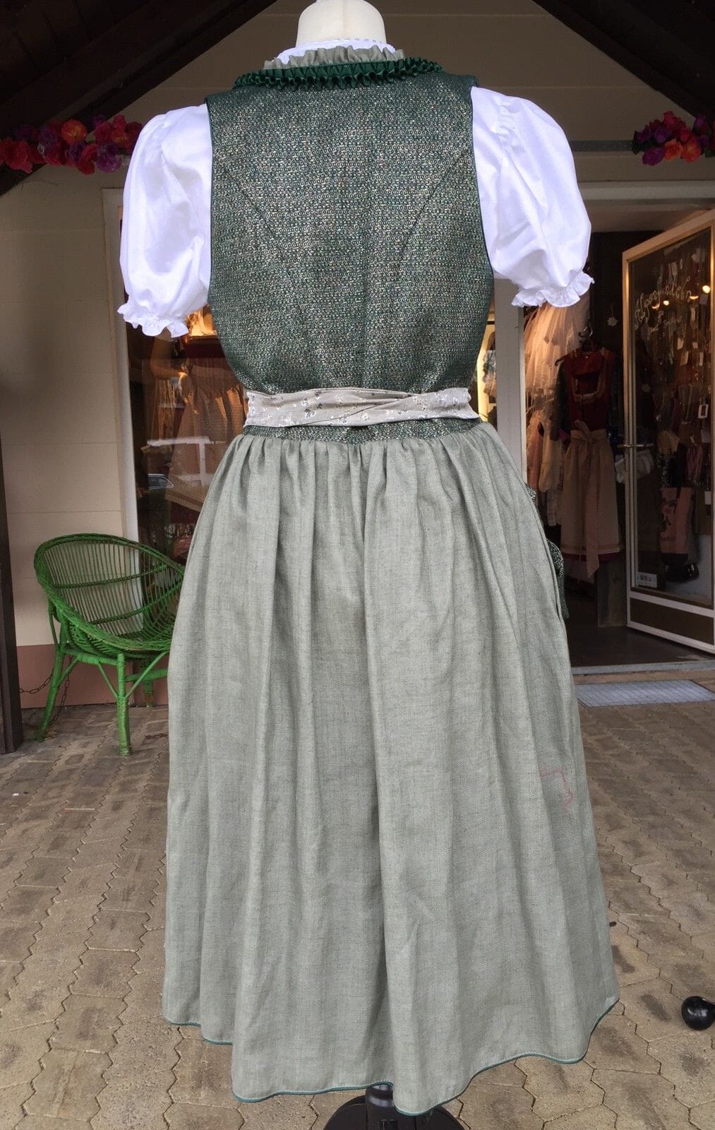 Dirndl Kinga Mathe, Michelle, grün, gold, natur, Midi 70 cm Dirndl Kinga Mathe