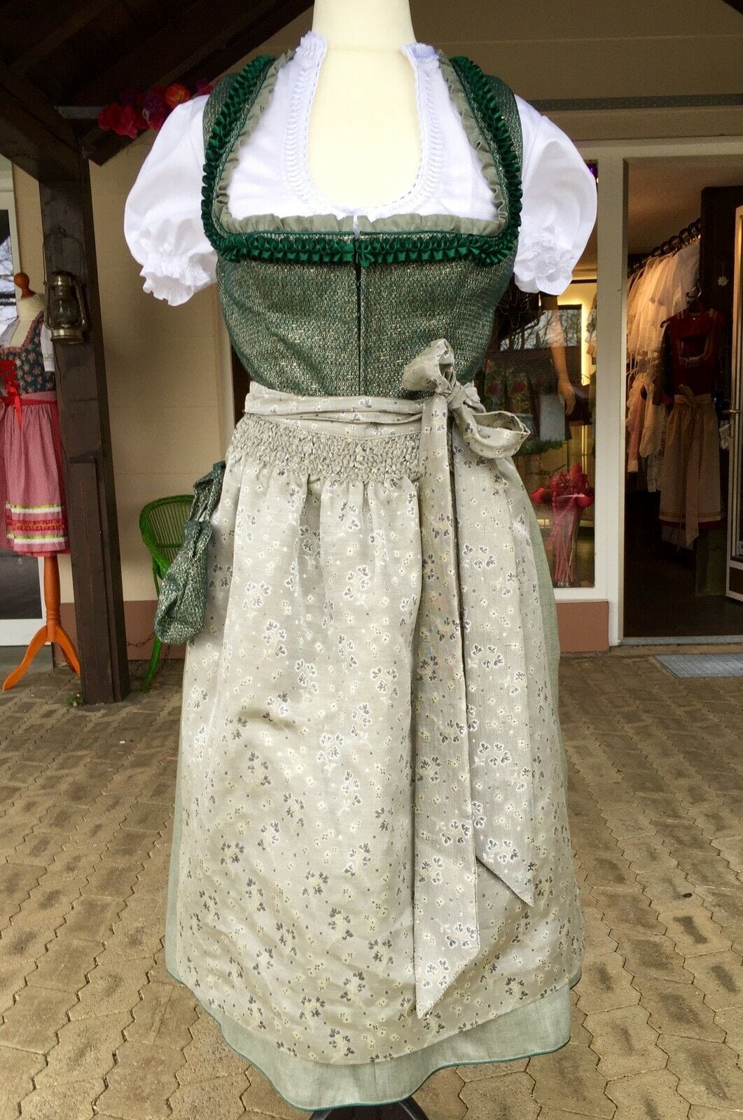 Dirndl Kinga Mathe, Michelle, grün, gold, natur, Midi 70 cm Dirndl Kinga Mathe