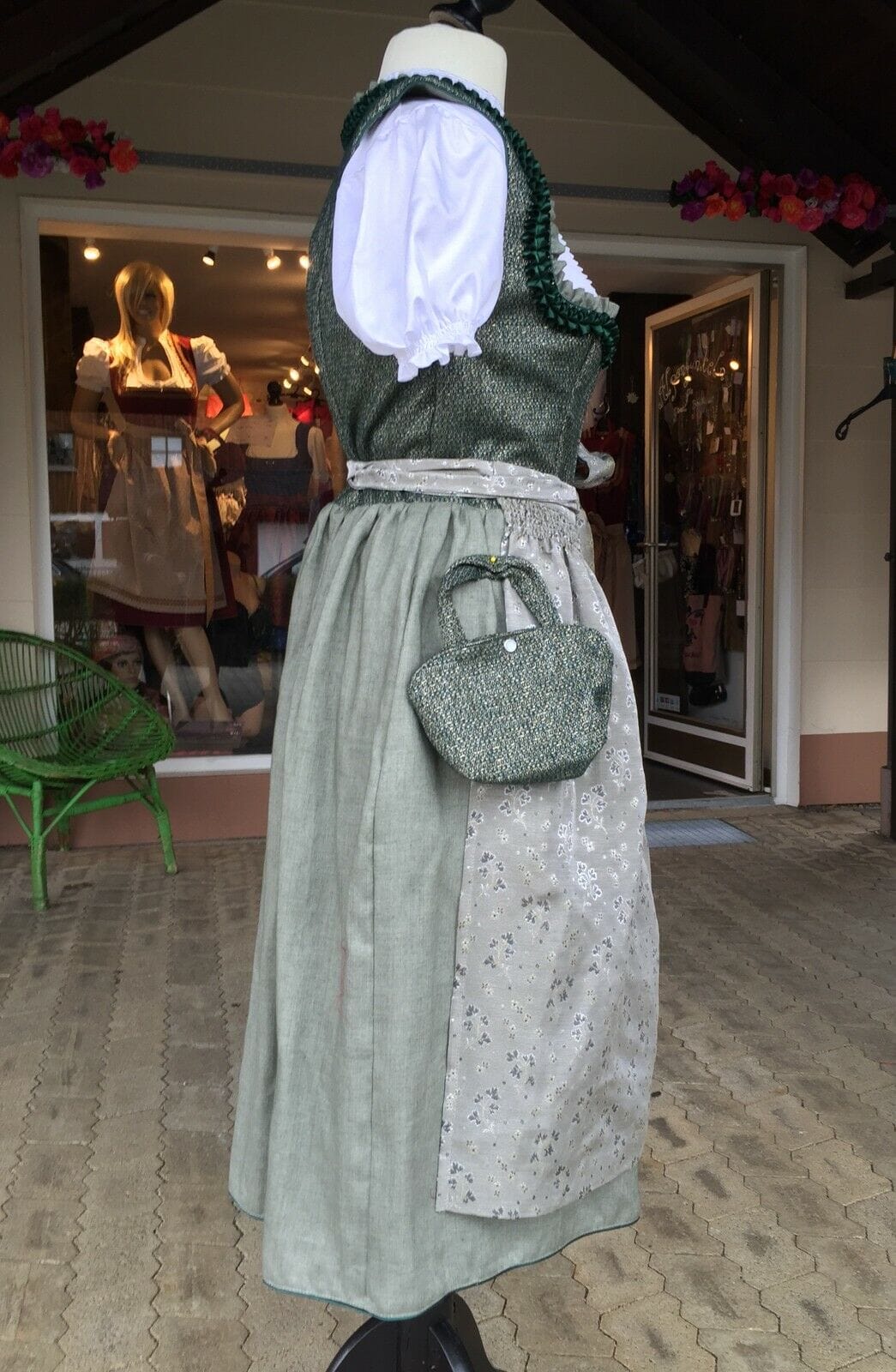Dirndl Kinga Mathe, Michelle, grün, gold, natur, Midi 70 cm Dirndl Kinga Mathe