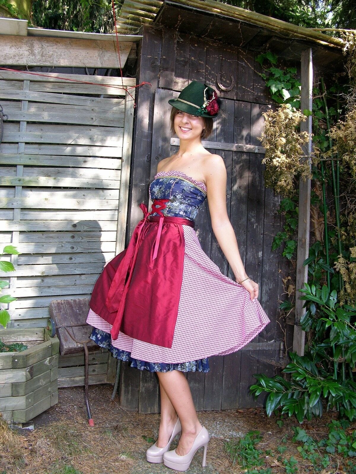 Dirndl Kleid, Bandeau, Ellersdorfer, blau, Midi 60 cm Dirndl Ellersdorfer