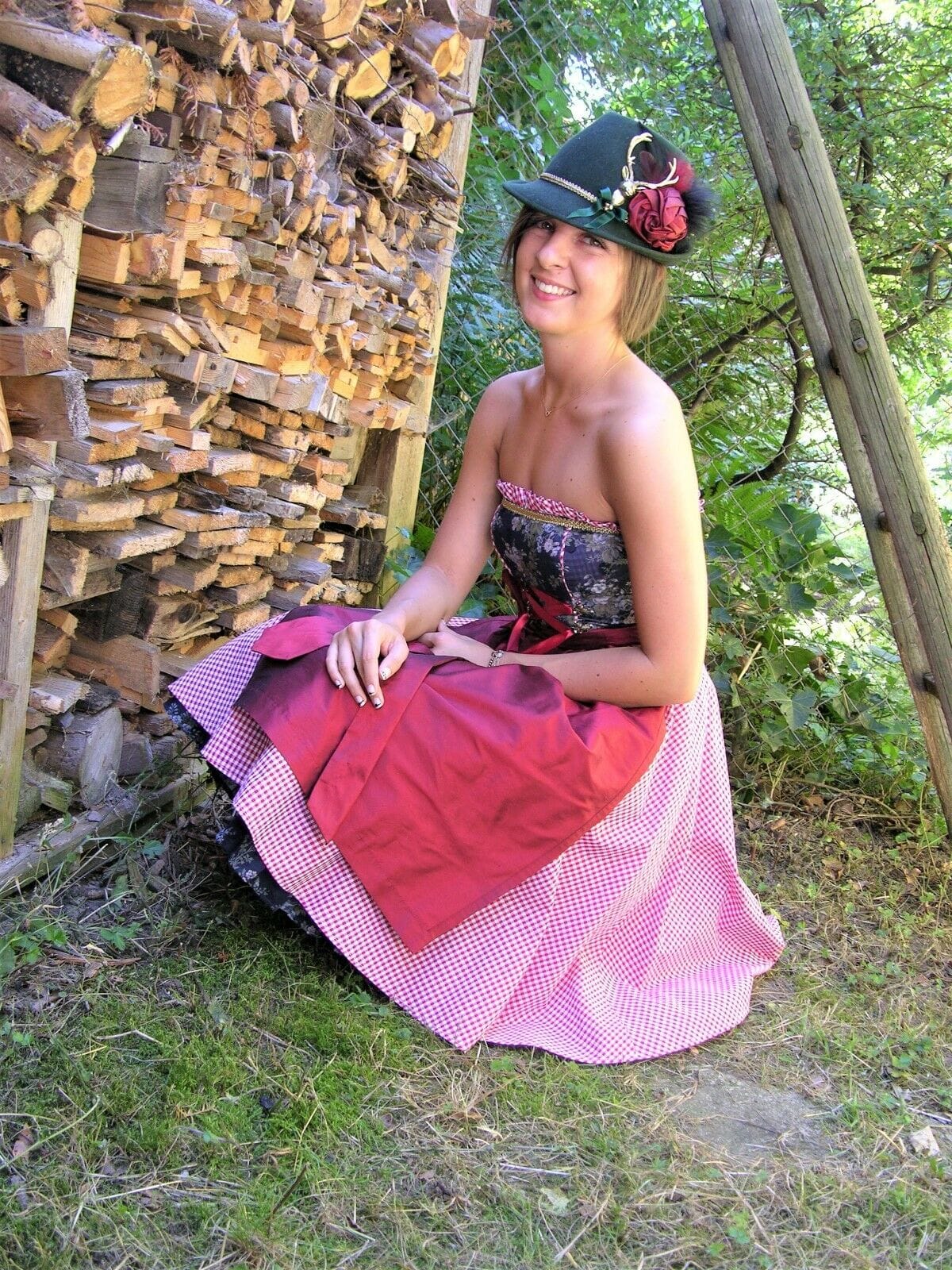Dirndl Kleid, Bandeau, Ellersdorfer, blau, Midi 60 cm Dirndl Ellersdorfer