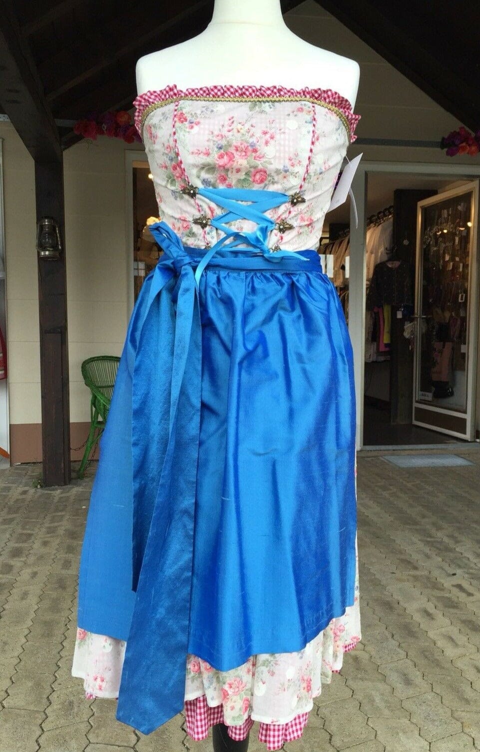 Dirndl Kleid, Bandeau, Ellersdorfer, hell, rot, Midi Dirndl Ellersdorfer