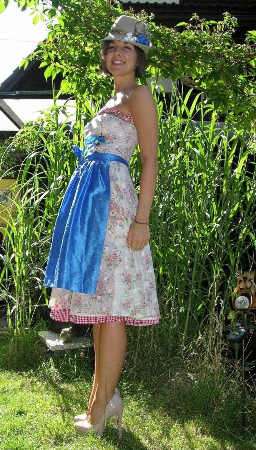 Dirndl Kleid, Bandeau, Ellersdorfer, hell, rot, Midi Dirndl Ellersdorfer
