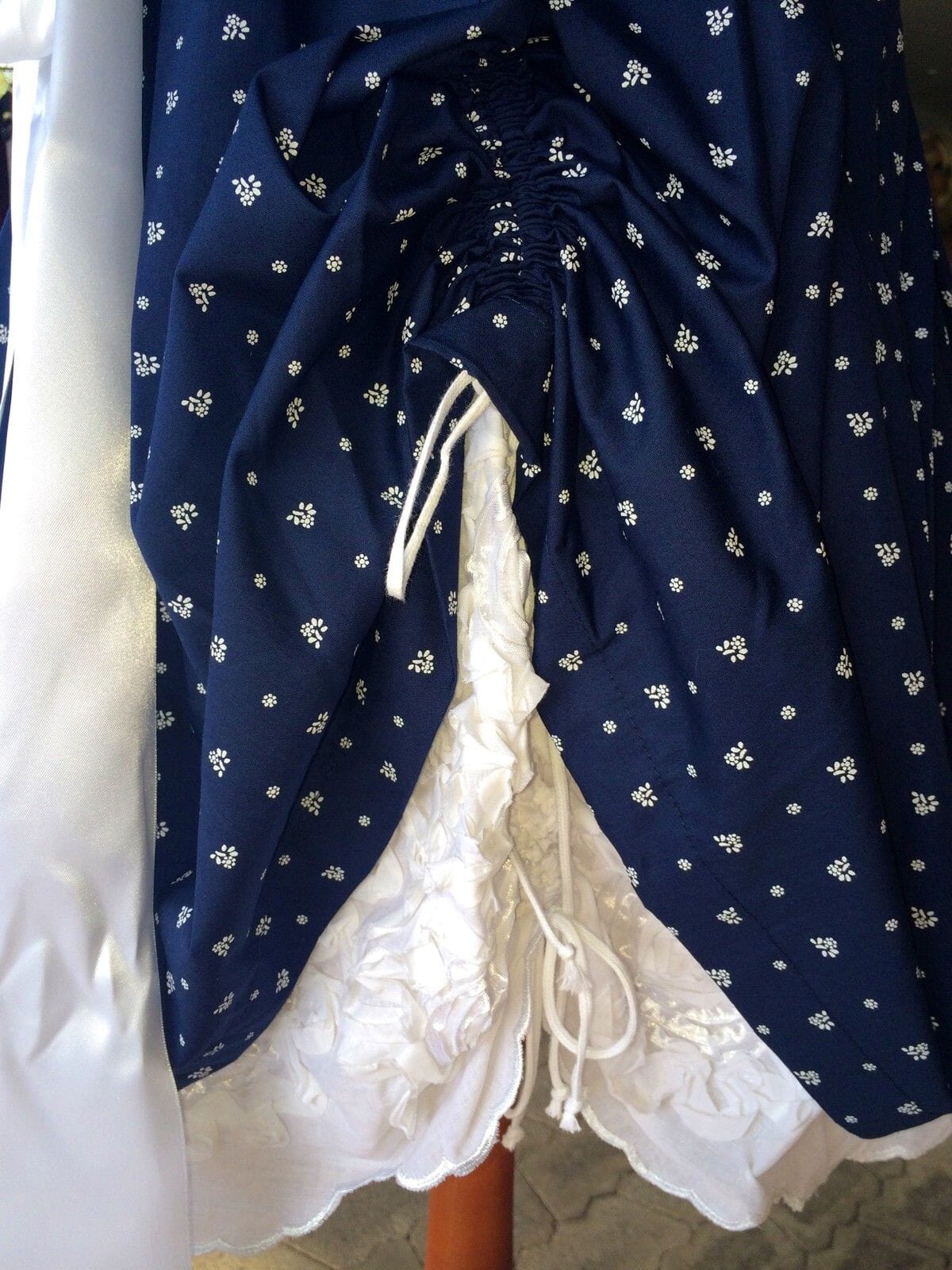 Dirndl Kleid, Marjo, Dolly, blau, weiß, Mini 50 cm, Gr. 34 Dirndl Marjo