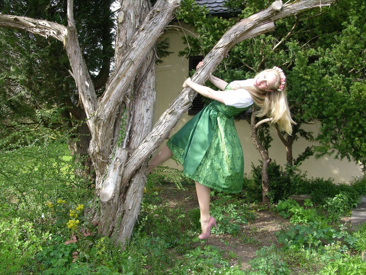Dirndl Kleid Wenger Patrizia, grün, Schneewittchen Midi Dirndl Wenger