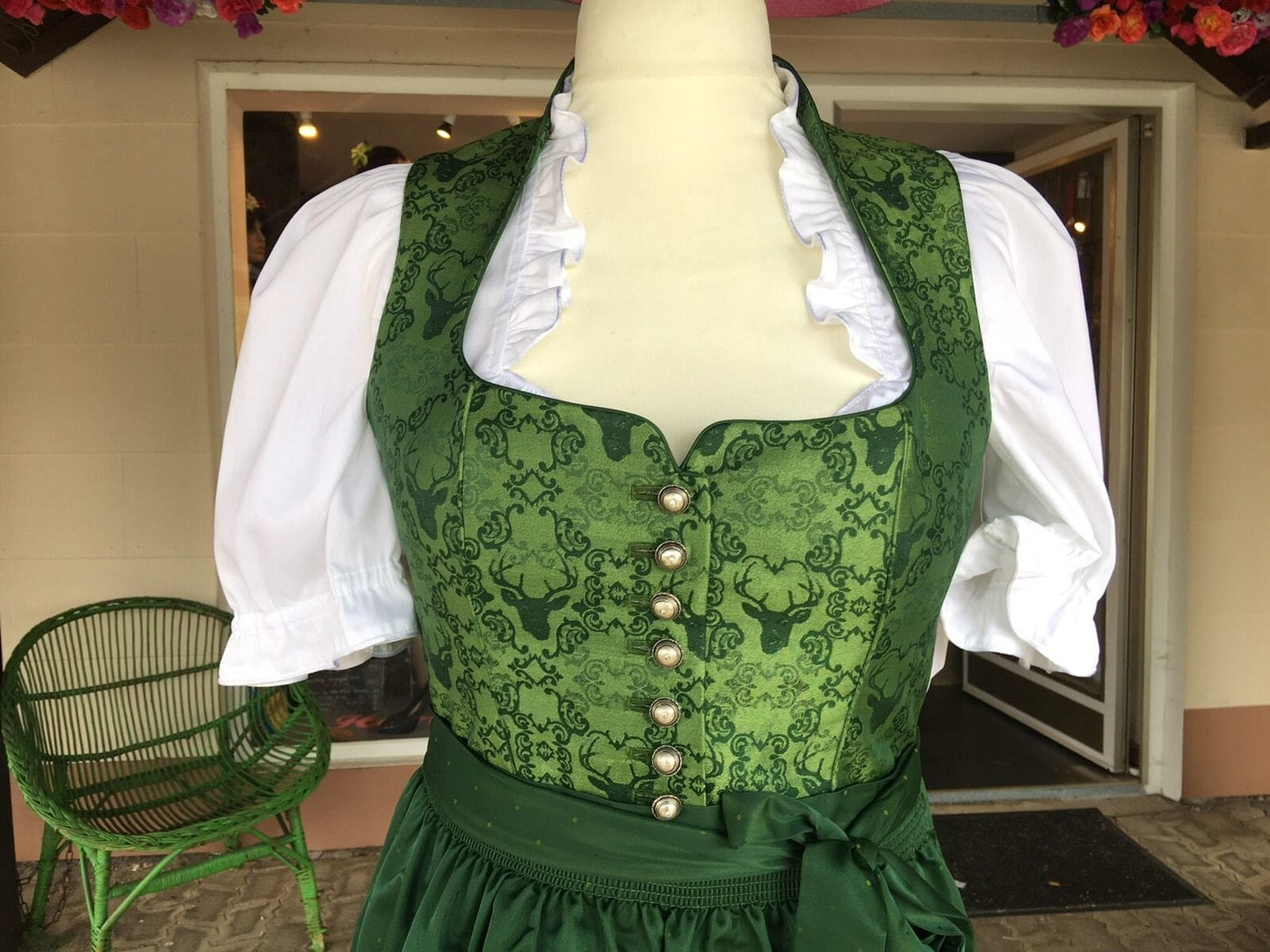 Dirndl Kleid Wenger Patrizia, grün, Schneewittchen Midi Dirndl Wenger