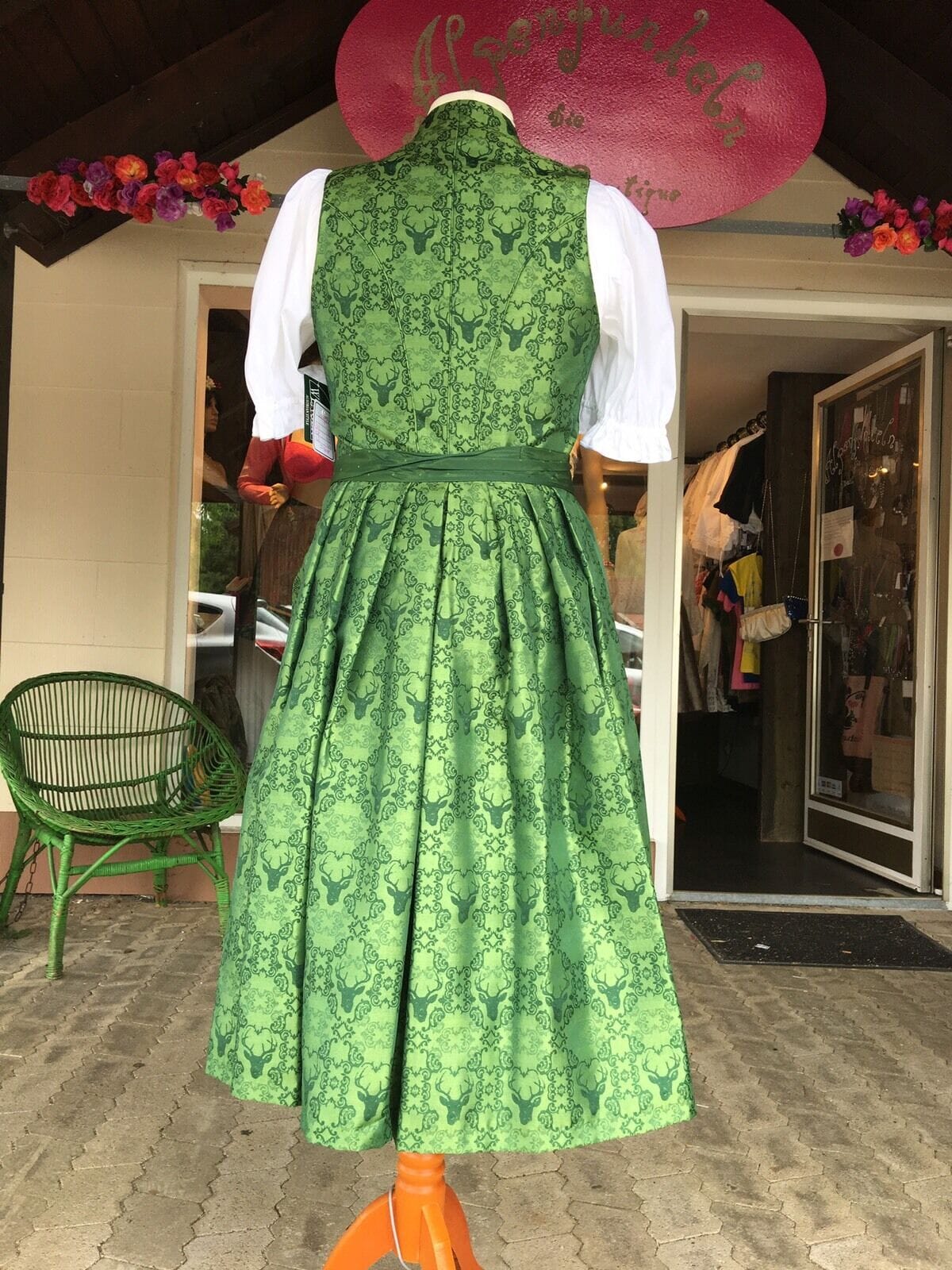 Dirndl Kleid Wenger Patrizia, grün, Schneewittchen Midi Dirndl Wenger