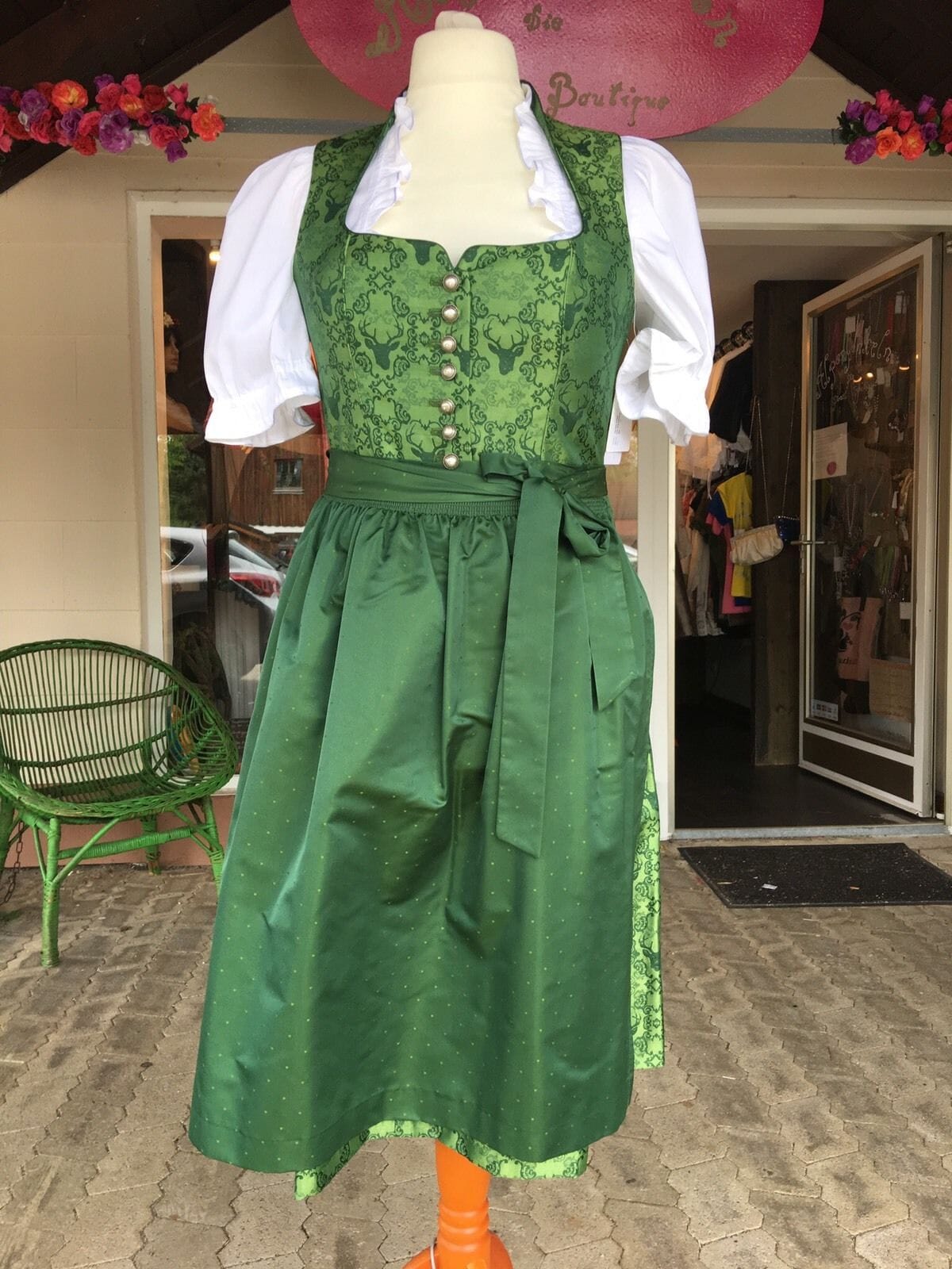 Dirndl Kleid Wenger Patrizia, grün, Schneewittchen Midi Dirndl Wenger