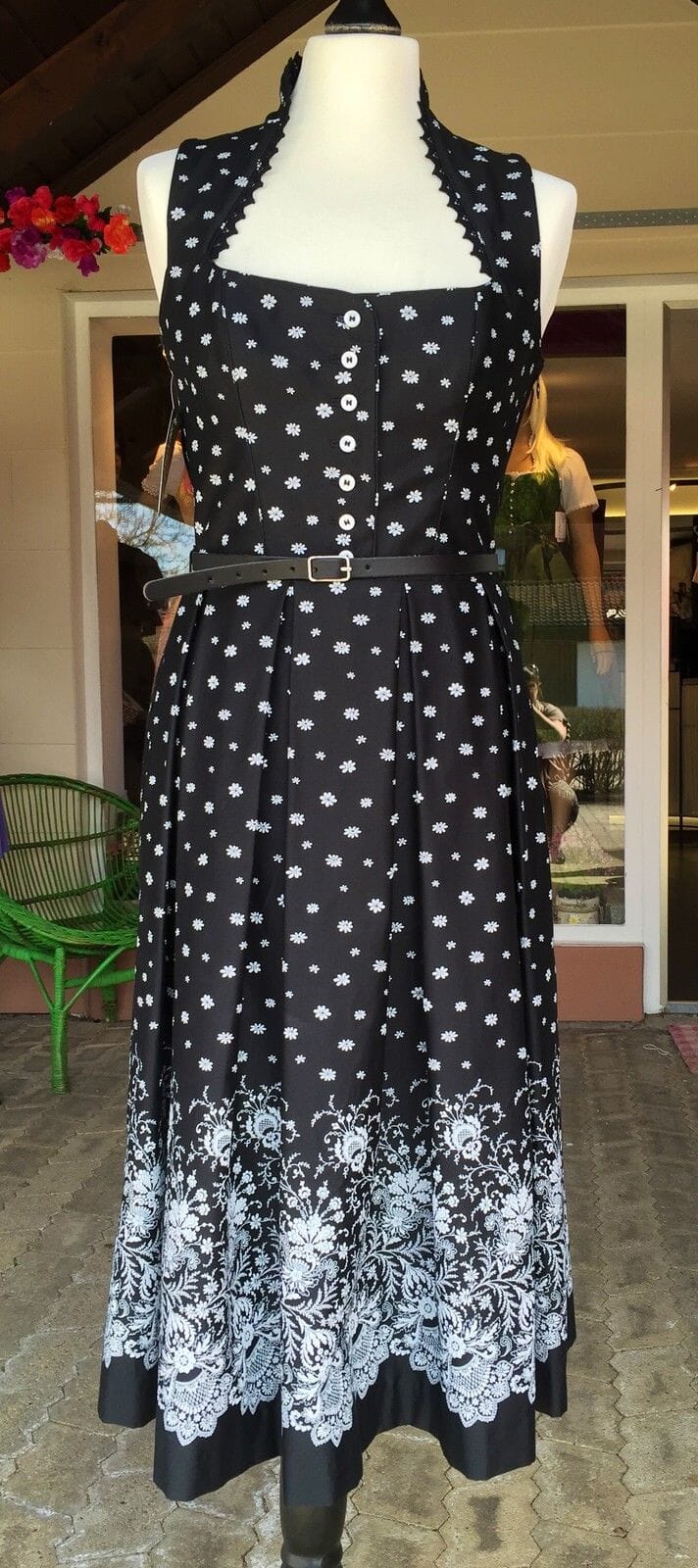 Dirndl Kleid Wenger Verena, schwarz, silber, Schneewittchen Midi Dirndl Wenger