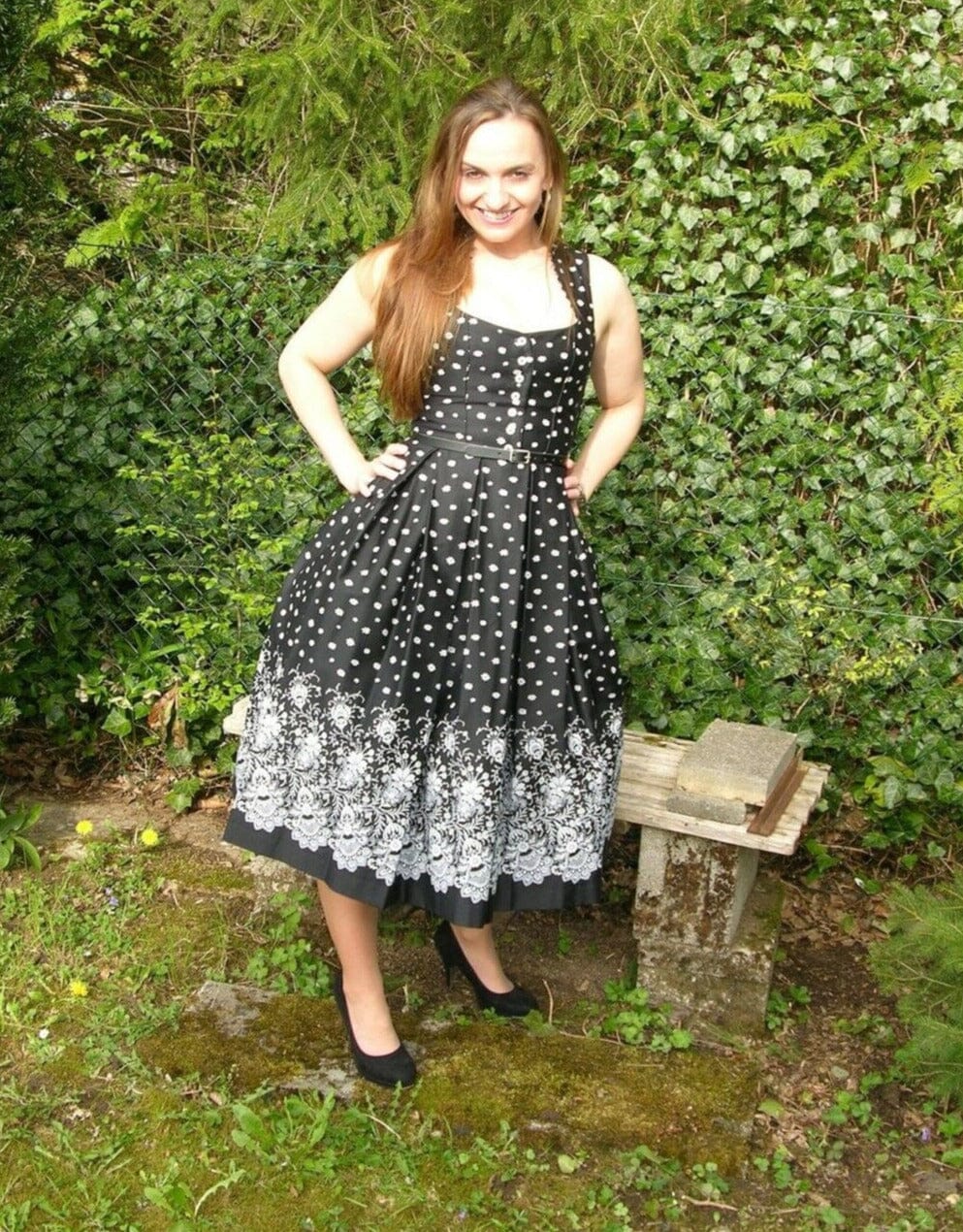 Dirndl Kleid Wenger Verena, schwarz, silber, Schneewittchen Midi Dirndl Wenger