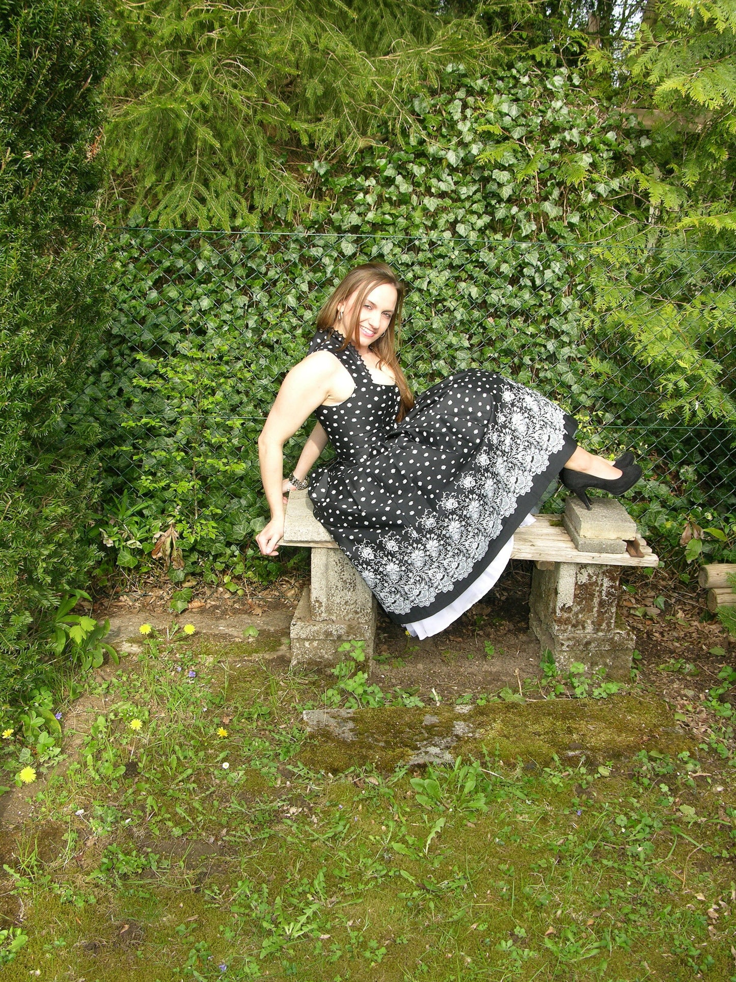 Dirndl Kleid Wenger Verena, schwarz, silber, Schneewittchen Midi Dirndl Wenger