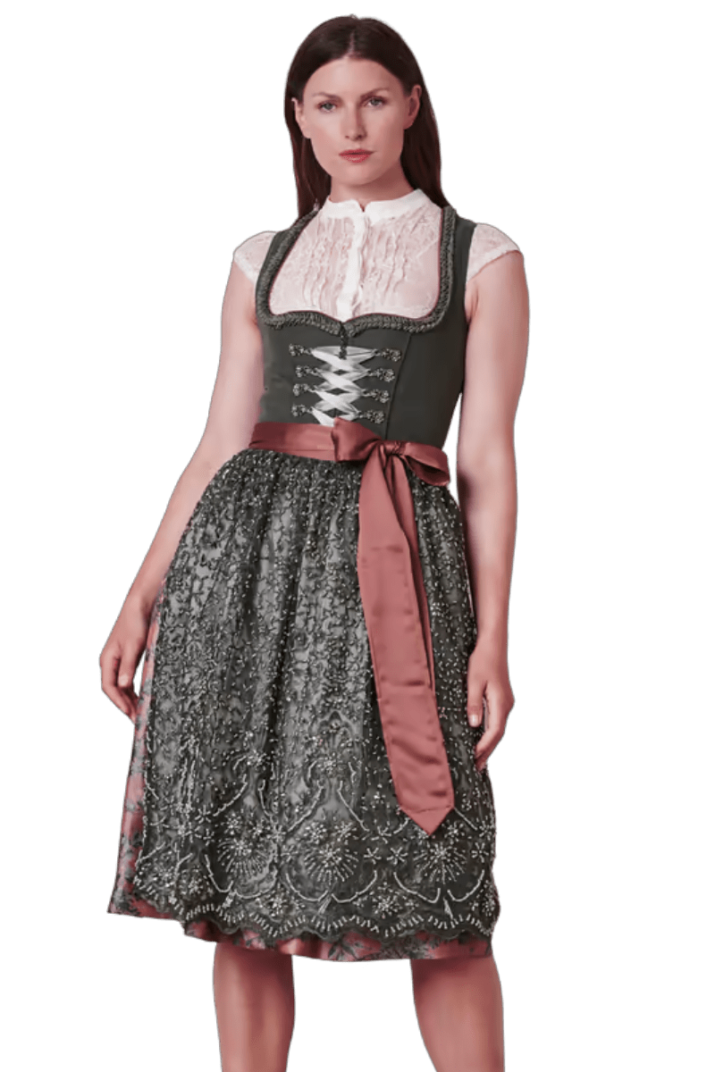 Dirndl Krüger Collection 70 cm, Estelle, grün, rost, Gr. 36 Dirndl Krüger