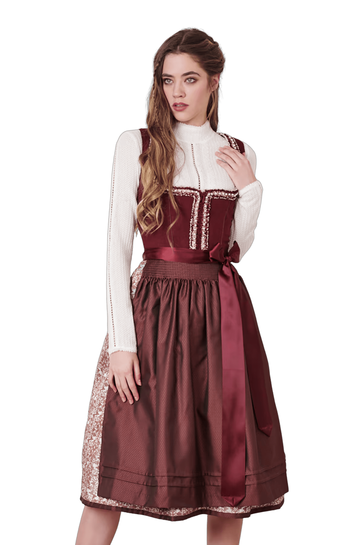 Dirndl Krüger Collection, Berna, Midi 70 cm, bordeaux, rot Dirndl Krüger