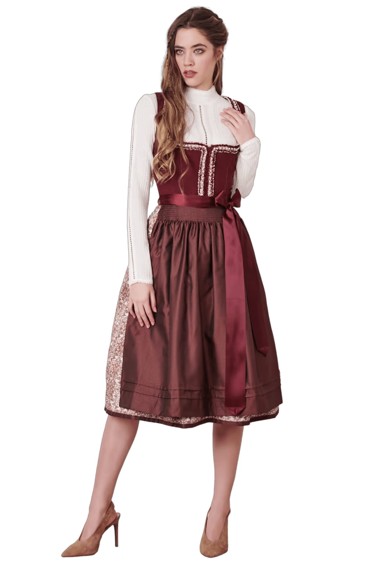 Dirndl Krüger Collection, Berna, Midi 70 cm, bordeaux, rot Dirndl Krüger