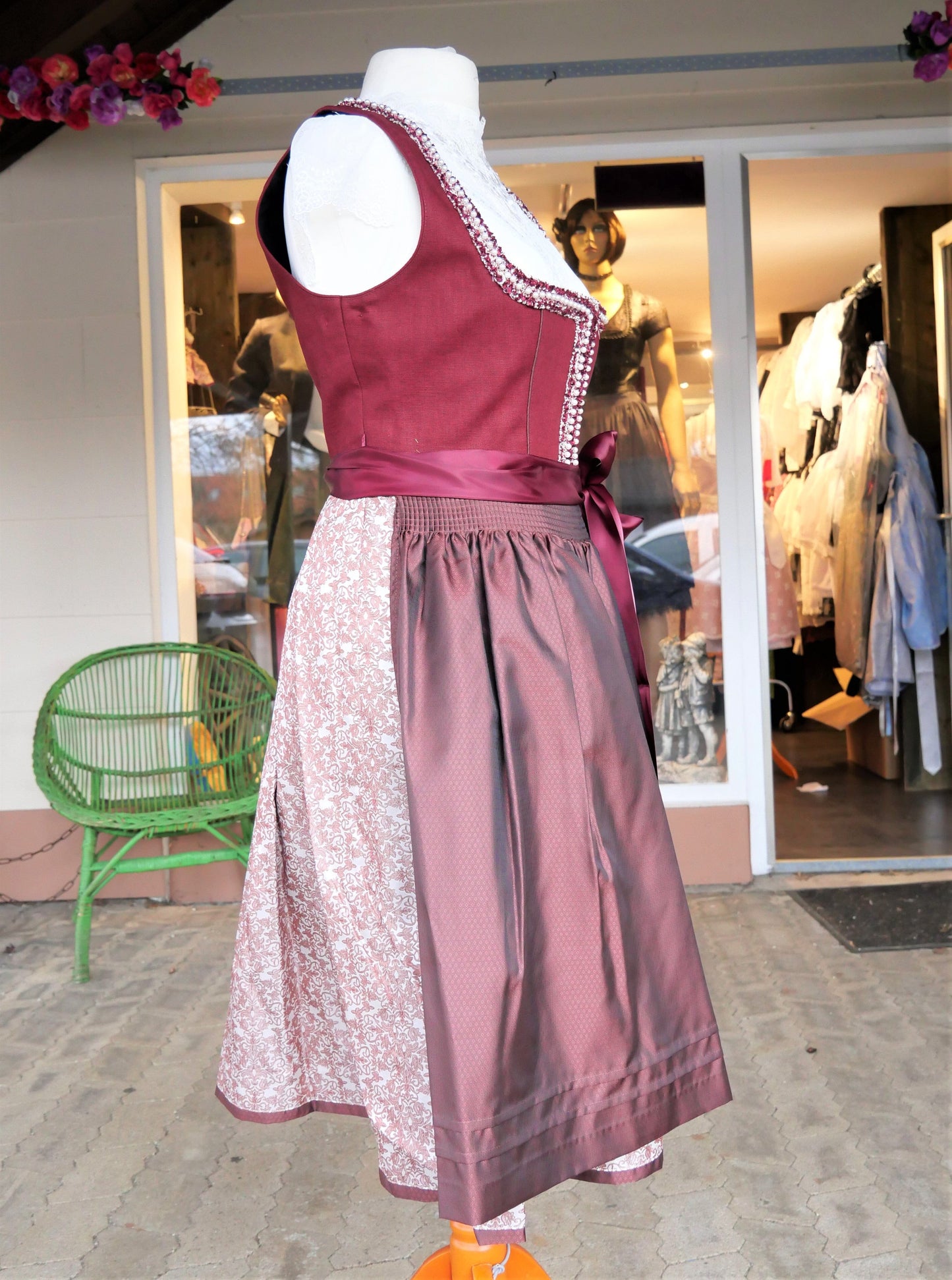 Dirndl Krüger Collection, Berna, Midi 70 cm, bordeaux, rot Dirndl Krüger