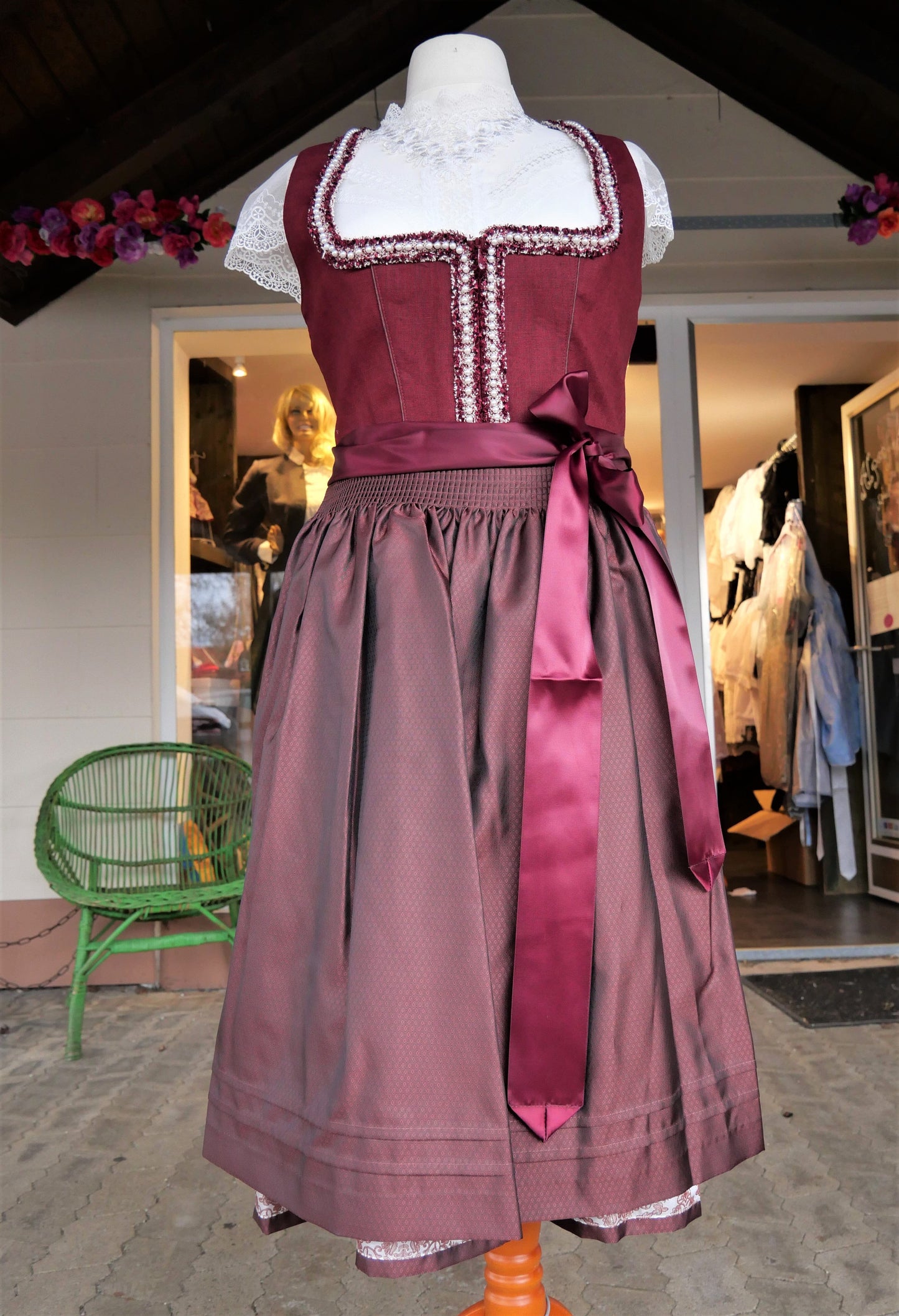 Dirndl Krüger Collection, Berna, Midi 70 cm, bordeaux, rot Dirndl Krüger