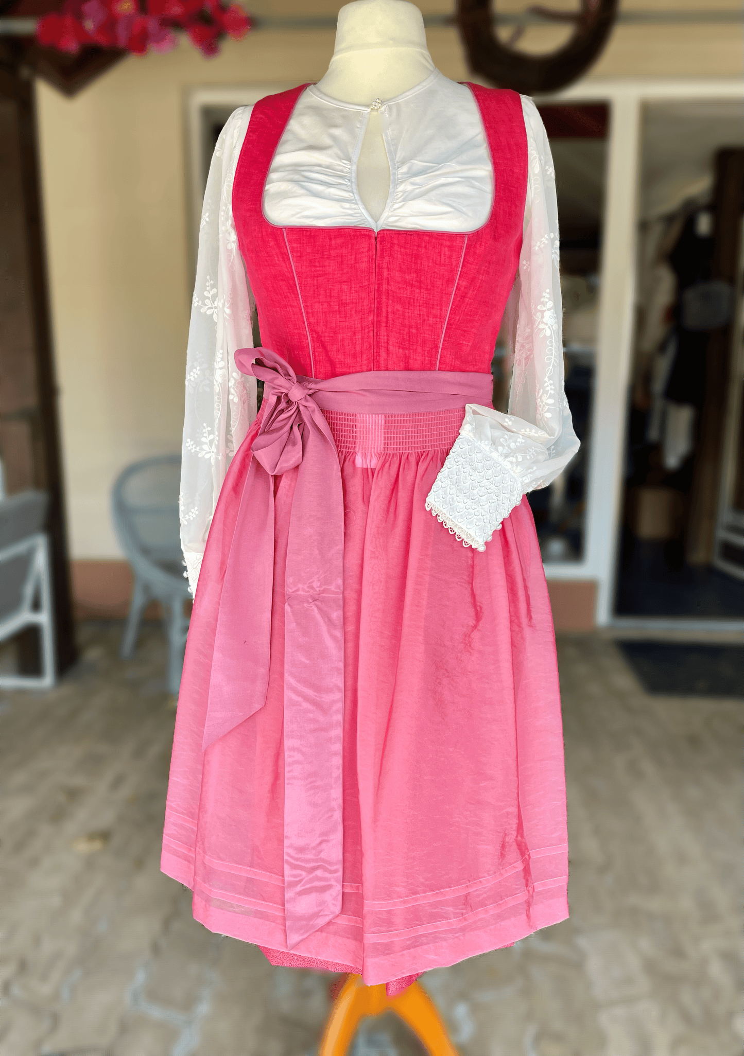 Dirndl Krüger Collections, Amandine, 70 cm, rot rosa Dirndl Krüger