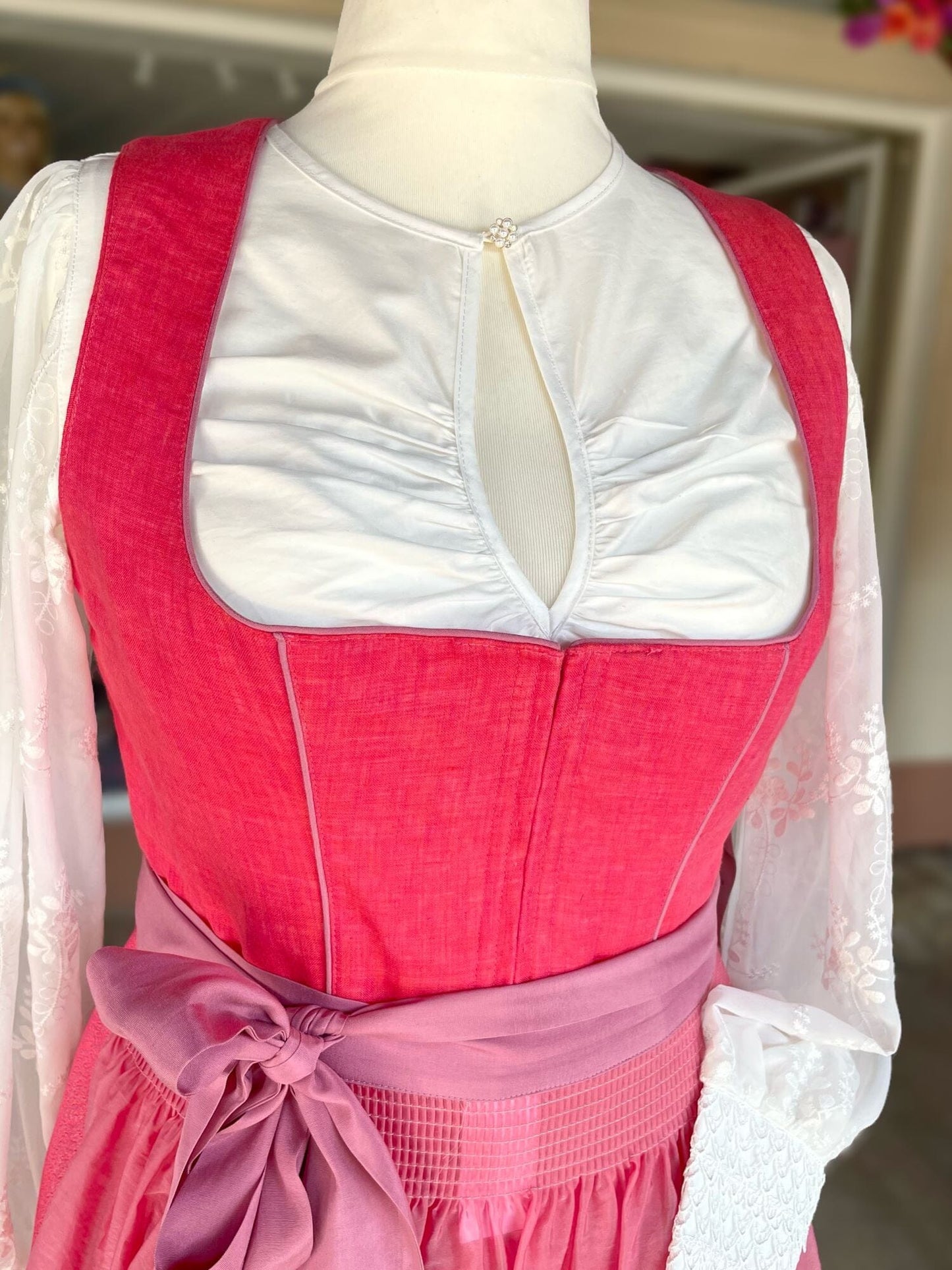 Dirndl Krüger Collections, Amandine, 70 cm, rot rosa Dirndl Krüger