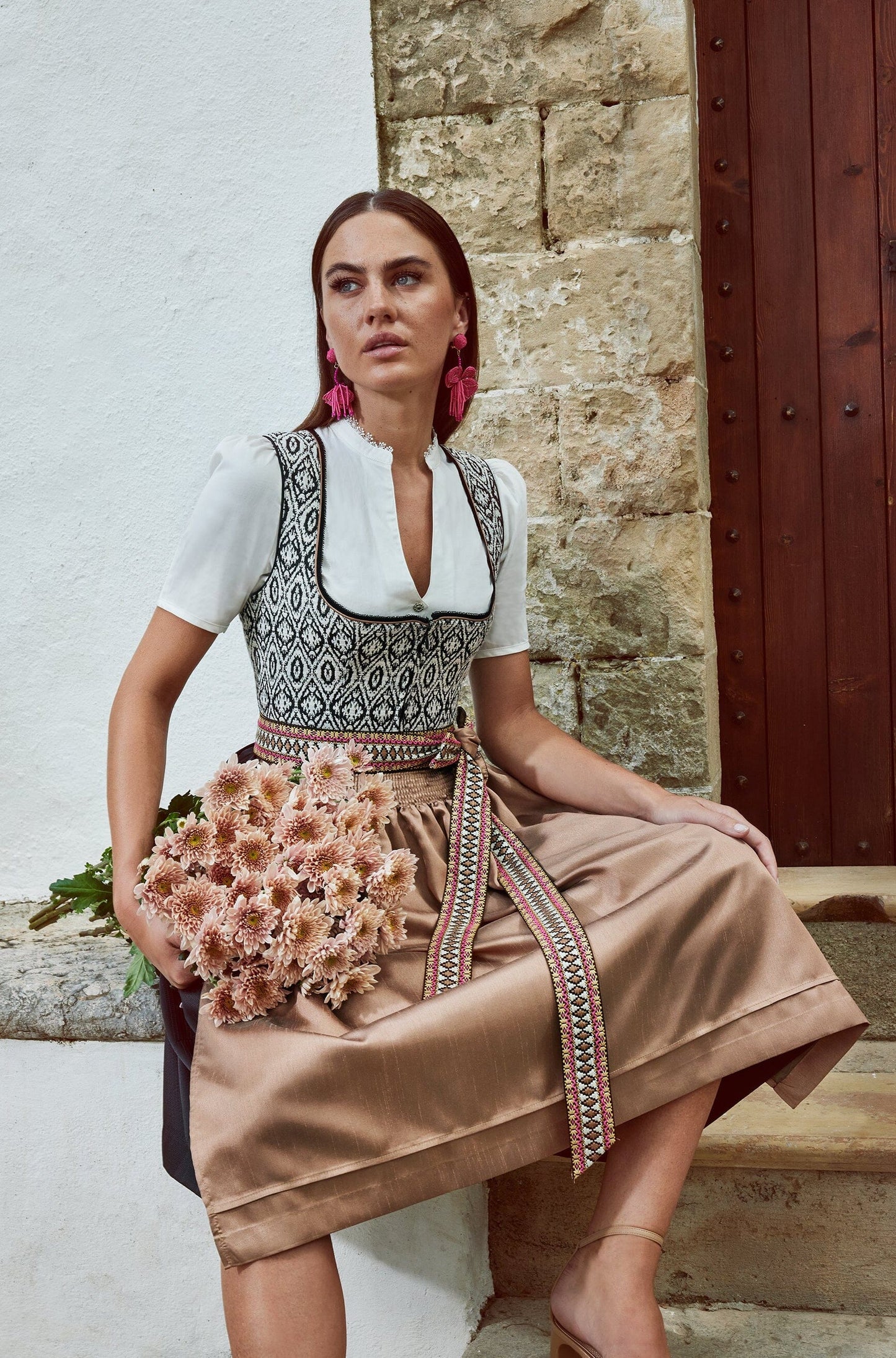 Dirndl Krüger Collections, Euphemina 70cm, schwarz, lachs, Kupfer Dirndl Krüger 