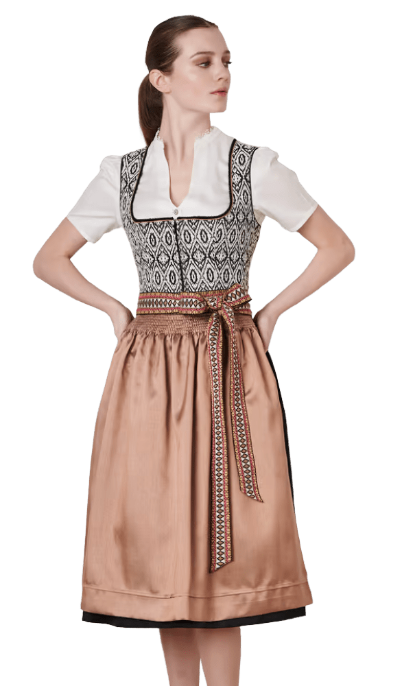 Dirndl Krüger Collections, Euphemina 70cm, schwarz, lachs, Kupfer Dirndl Krüger