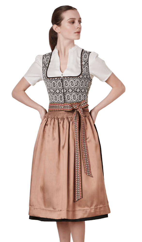 Dirndl Krüger Collections, Euphemina 70cm, schwarz, lachs, Kupfer Dirndl Krüger 