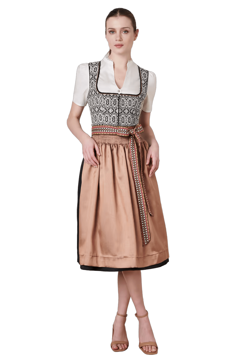 Dirndl Krüger Collections, Euphemina 70cm, schwarz, lachs, Kupfer Dirndl Krüger