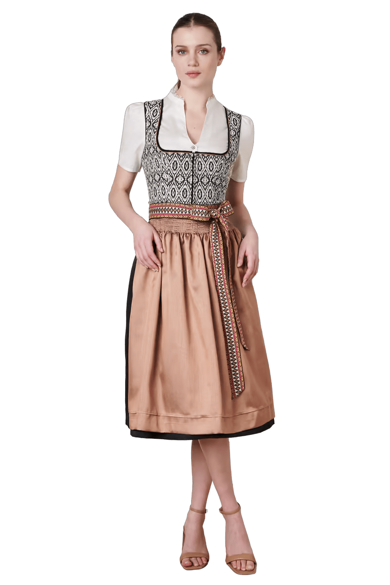 Dirndl Krüger Collections, Euphemina 70cm, schwarz, lachs, Kupfer Dirndl Krüger 