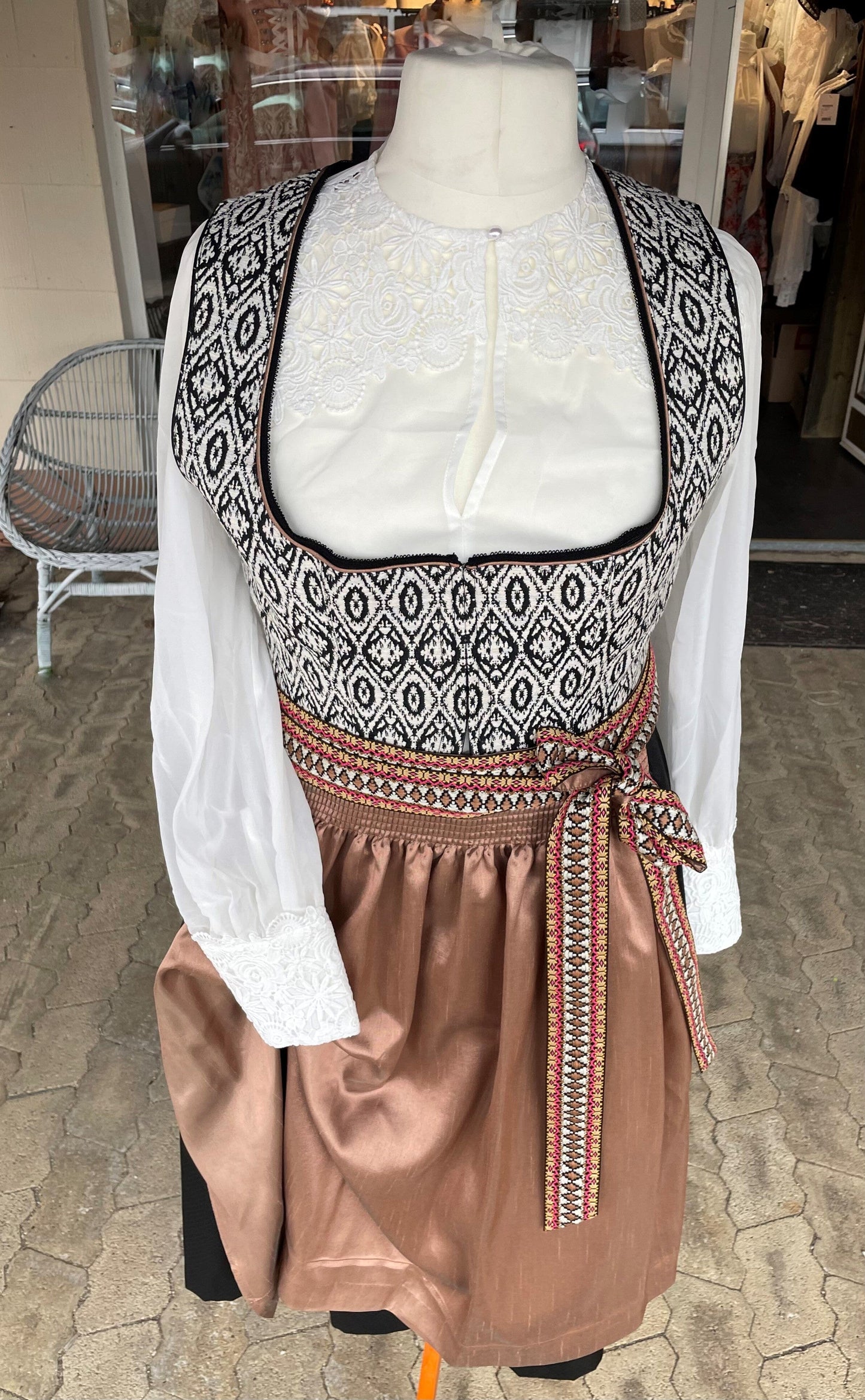 Dirndl Krüger Collections, Euphemina 70cm, schwarz, lachs, Kupfer Dirndl Krüger