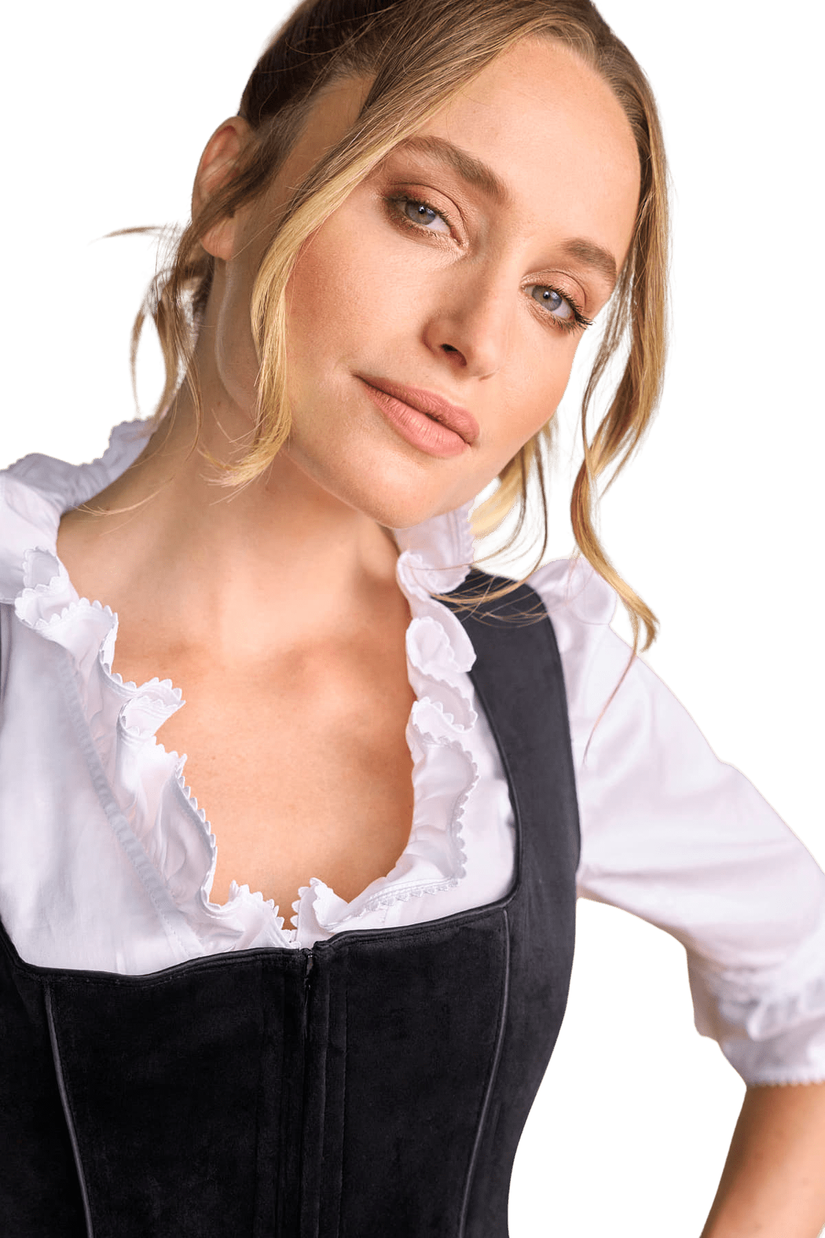 Dirndl Krüger Collections, Lona, Midi 70 cm, gelb, schwarz Samtdirndl Dirndl Krüger