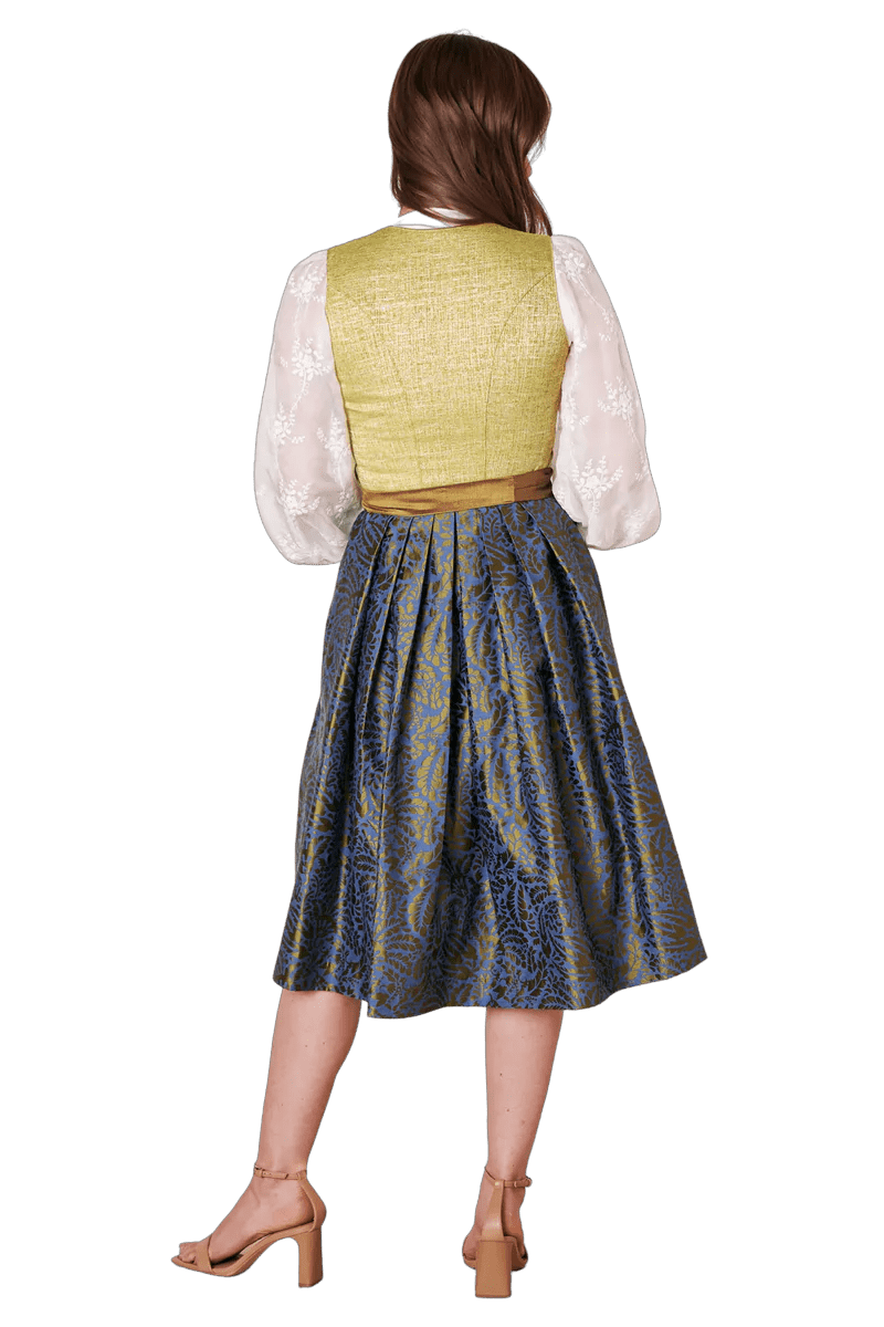 Dirndl Krüger Collections, Odilia, Midi 70 cm, gelb, blau Dirndl Krüger