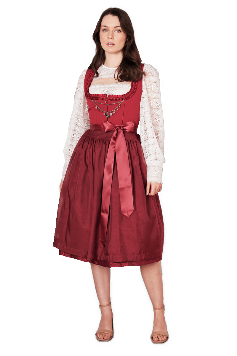 Dirndl Krüger Collections, Shiloh, 70 cm, rot mit Charivari Dirndl Krüger