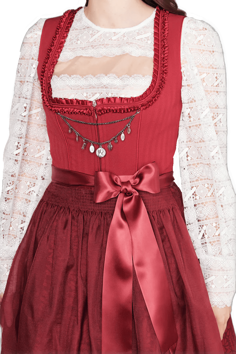 Dirndl Krüger Collections, Shiloh, 70 cm, rot mit Charivari Dirndl Krüger