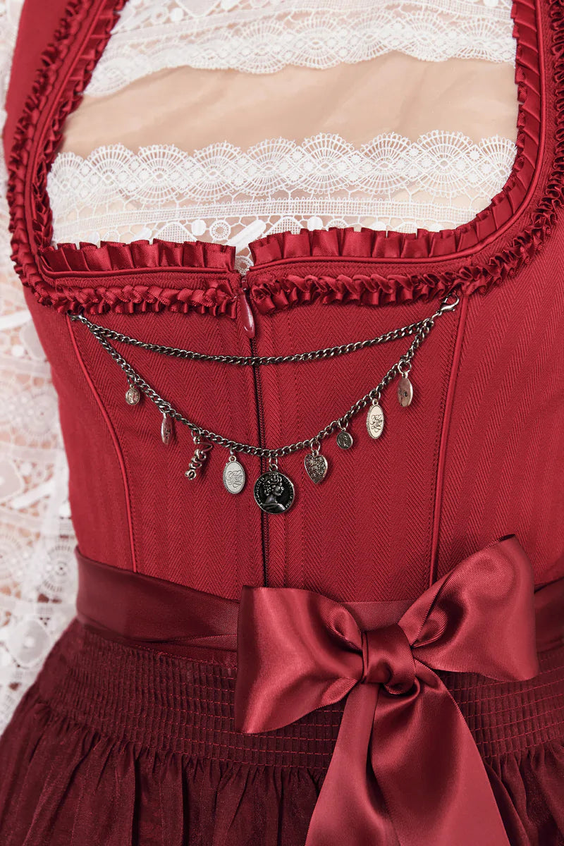 Dirndl Krüger Collections, Shiloh, 70 cm, rot mit Charivari Dirndl Krüger