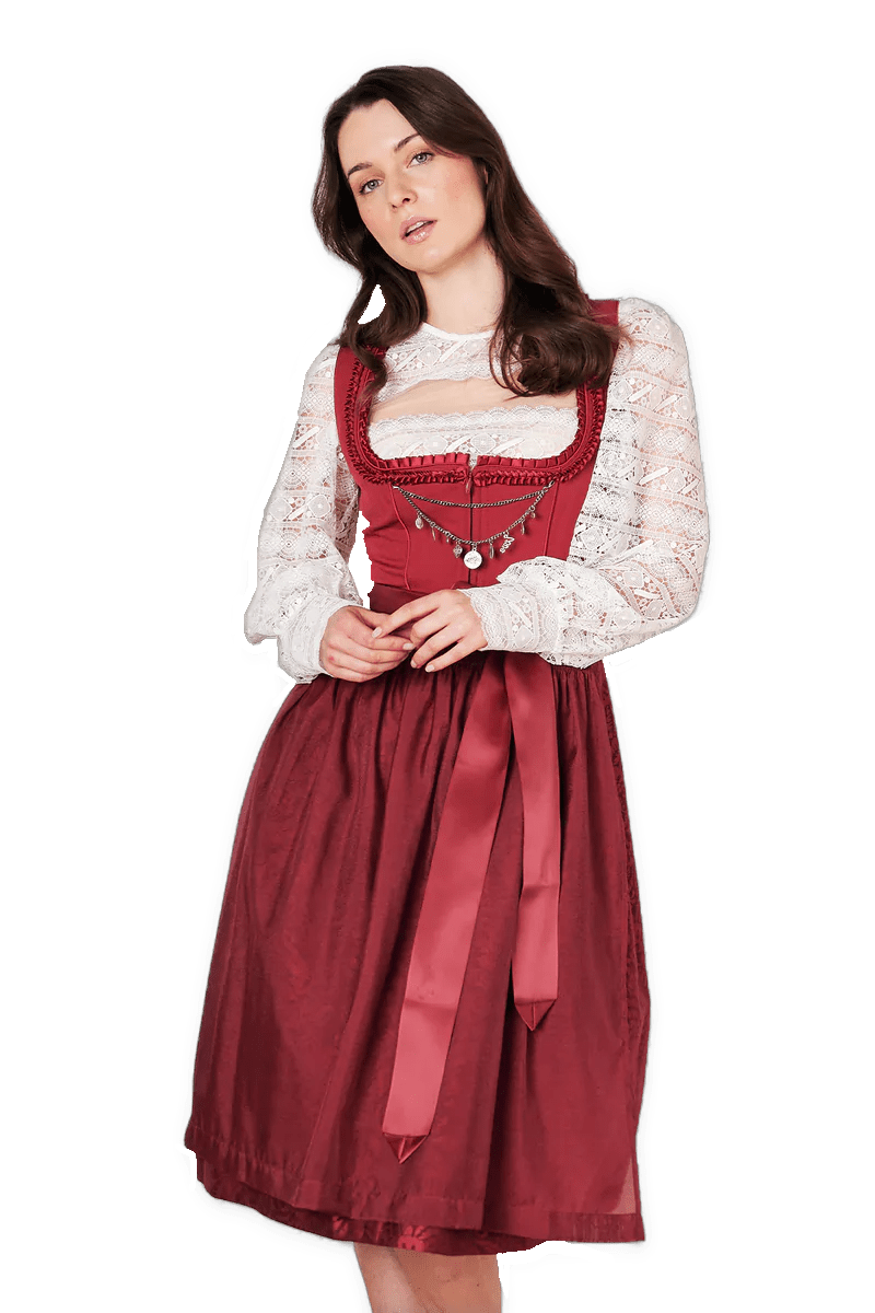 Dirndl Krüger Collections, Shiloh, 70 cm, rot mit Charivari Dirndl Krüger