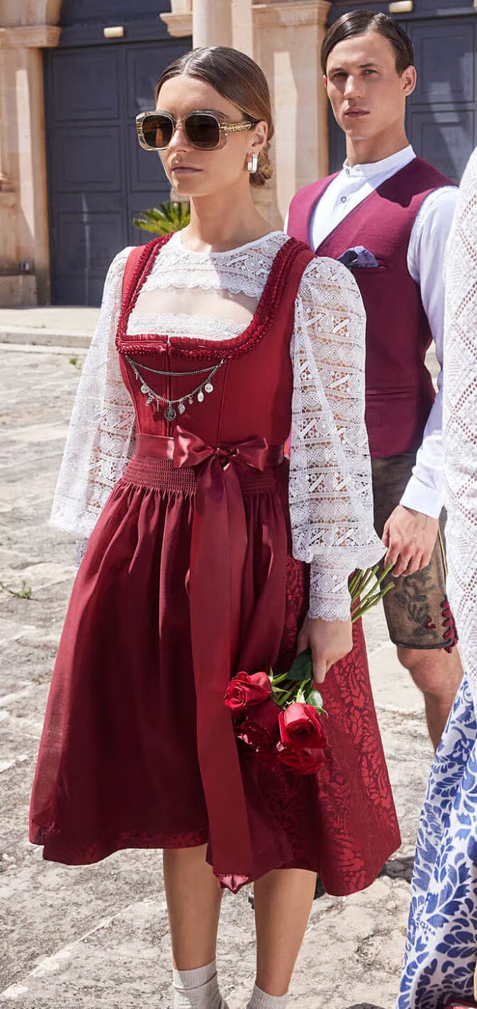 Dirndl Krüger Collections, Shiloh, 70 cm, rot mit Charivari Dirndl Krüger