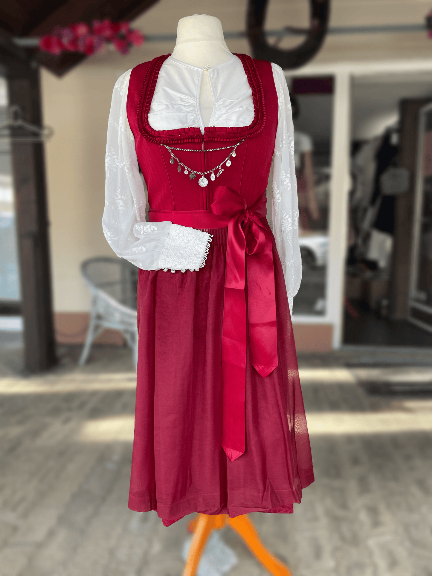 Dirndl Krüger Collections, Shiloh, 70 cm, rot mit Charivari Dirndl Krüger