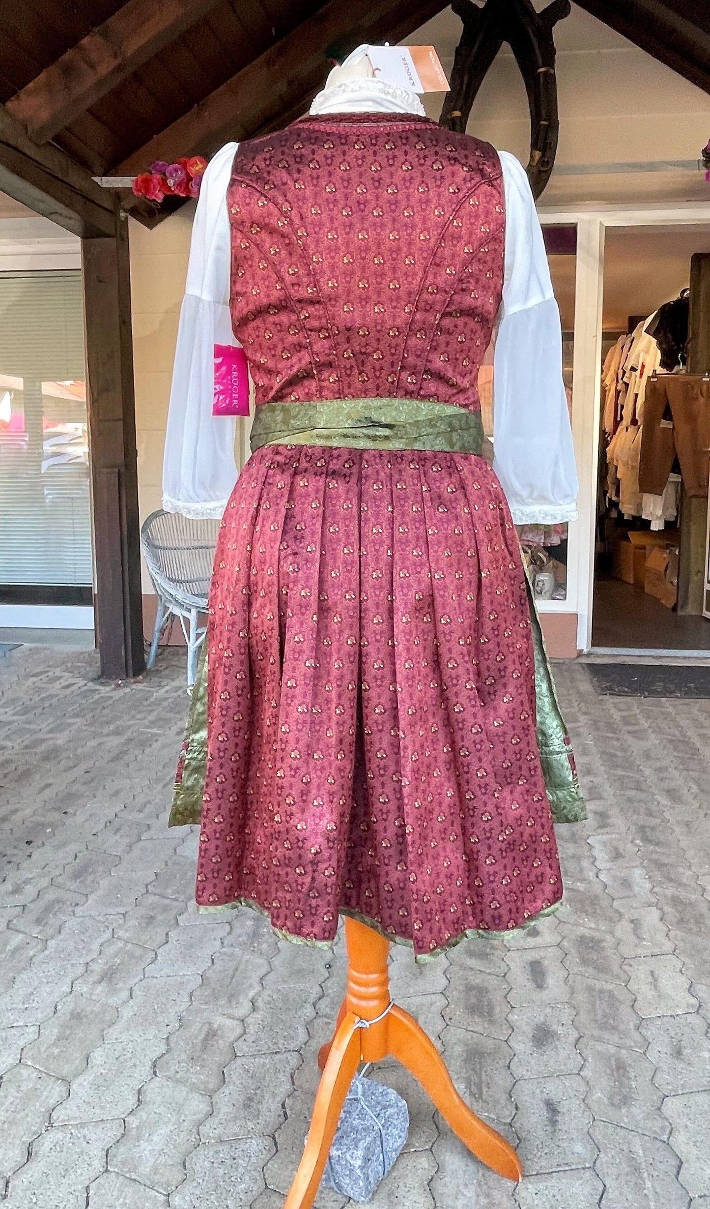 Dirndl Krüger Madl, Helmina, Midi 60 cm, Rost, Grün, Gr. 42 Dirndl Krüger