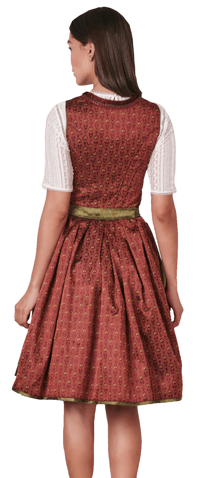 Dirndl Krüger Madl, Helmina, Midi 60 cm, Rost, Grün, Gr. 42 Dirndl Krüger