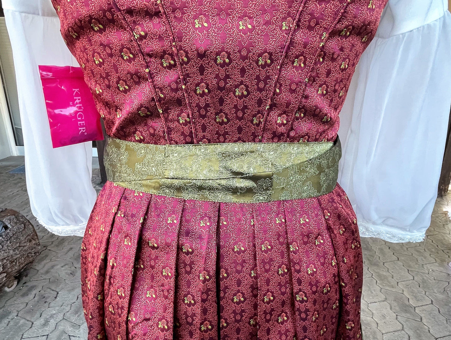 Dirndl Krüger Madl, Helmina, Midi 60 cm, Rost, Grün, Gr. 42 Dirndl Krüger