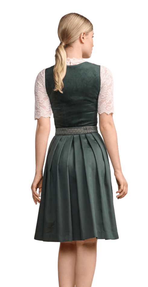 Dirndl Krüger Madl, Midi 60 cm, Alisha Samt dunkelgrün Dirndl Krüger