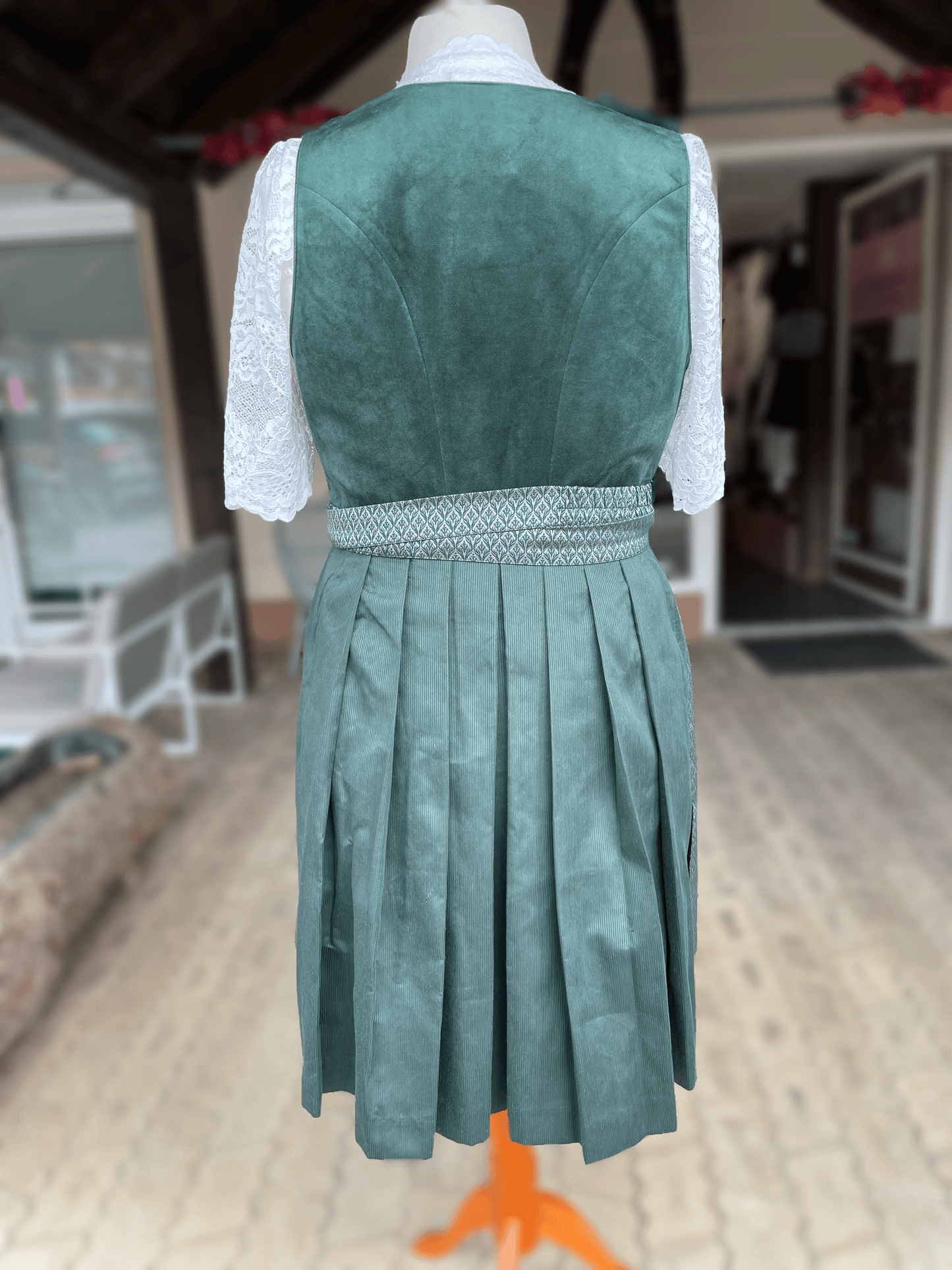 Dirndl Krüger Madl, Midi 60 cm, Alisha Samt dunkelgrün Dirndl Krüger