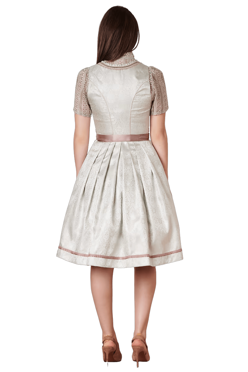 Dirndl Krüger Madl, Midi 60 cm, Sunny, hellgrün, rosa, Perlen Dirndl Krüger