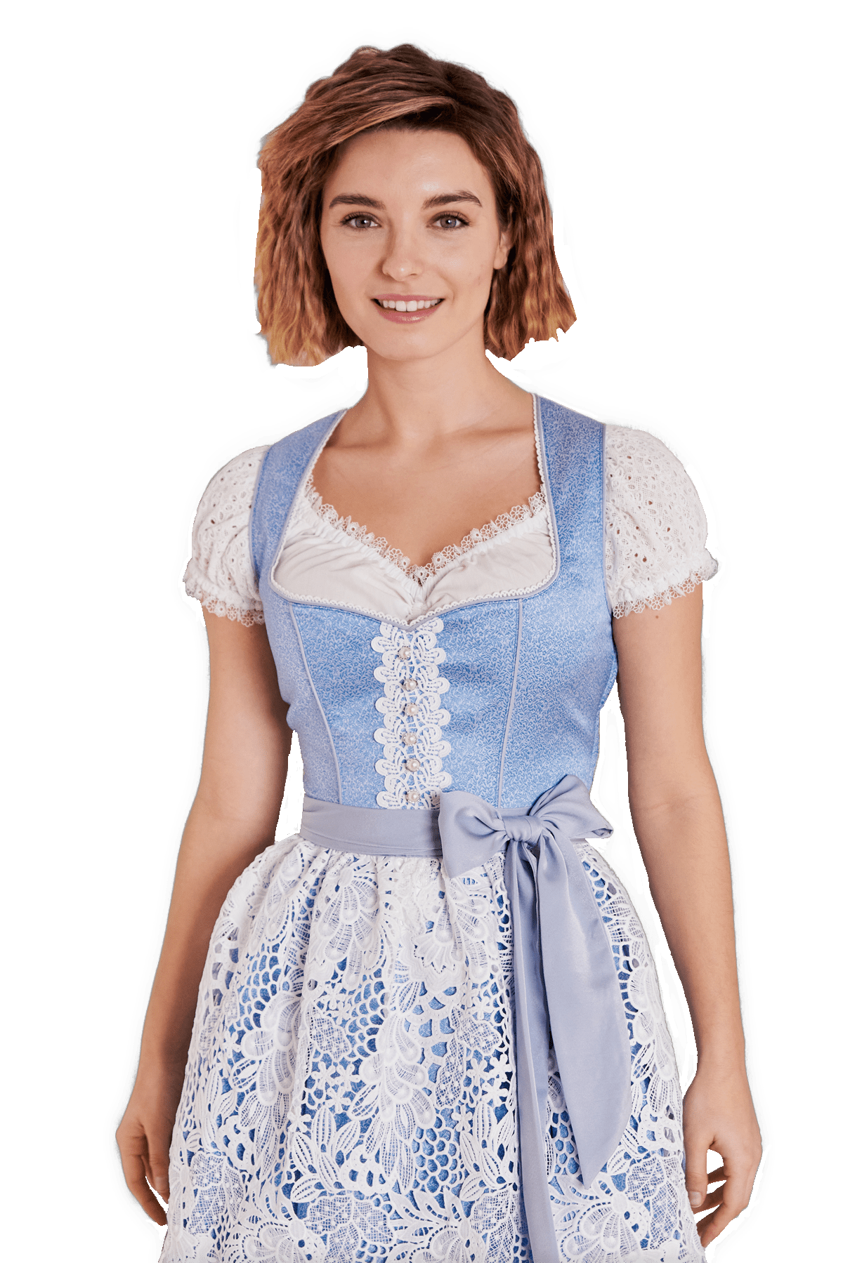 Dirndl Krüger Madl, Shania, blau weiß, 60 cm, Midi Dirndl Krüger