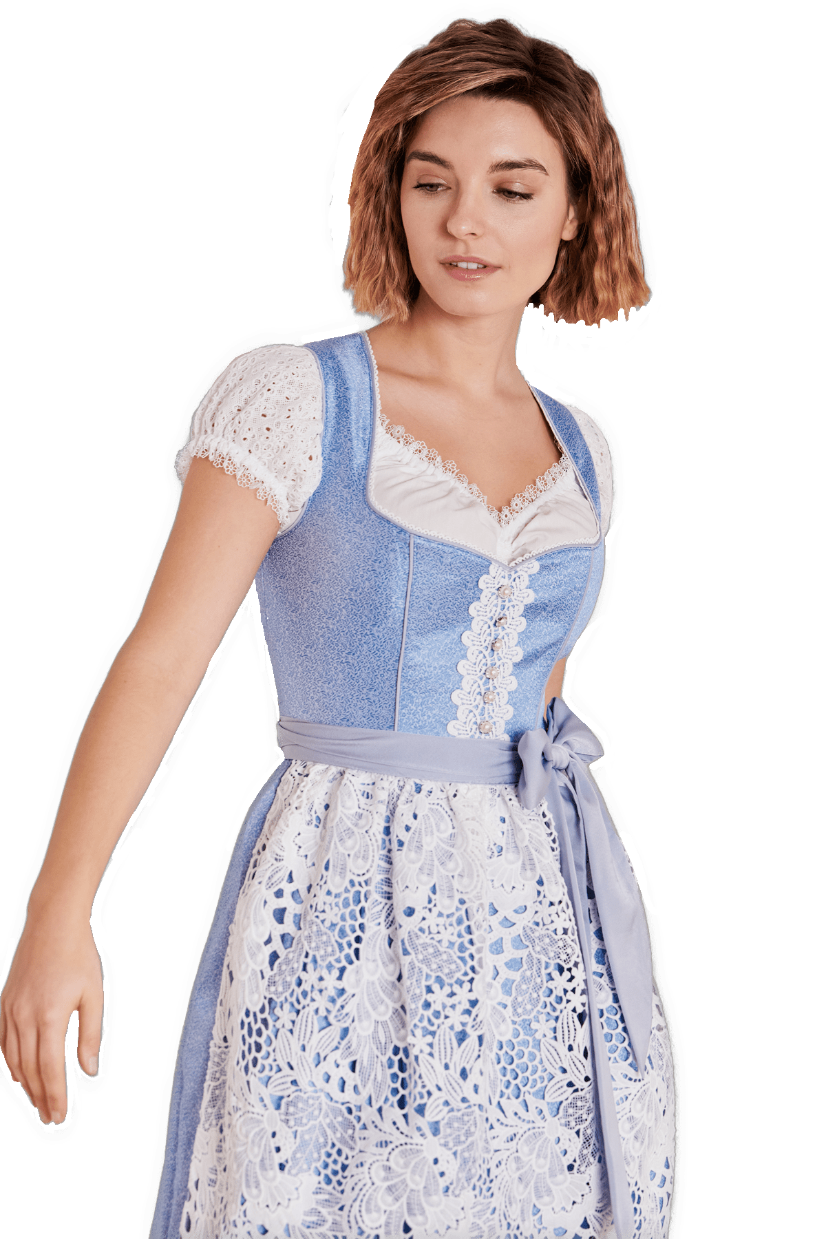 Dirndl Krüger Madl, Shania, blau weiß, 60 cm, Midi Dirndl Krüger